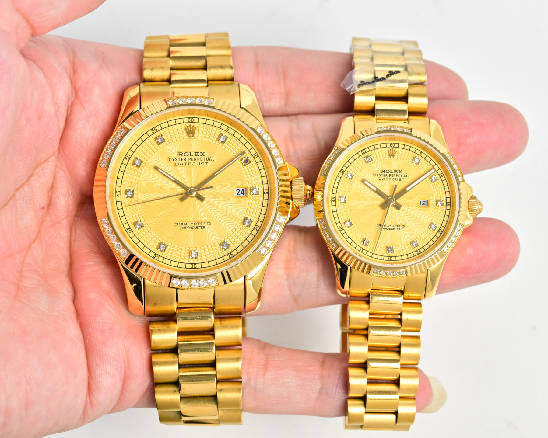 Rolex Datejust Pearlmaster yellow gold case and bracelet, diamond bezel, white dial 34mm Women's Automatic