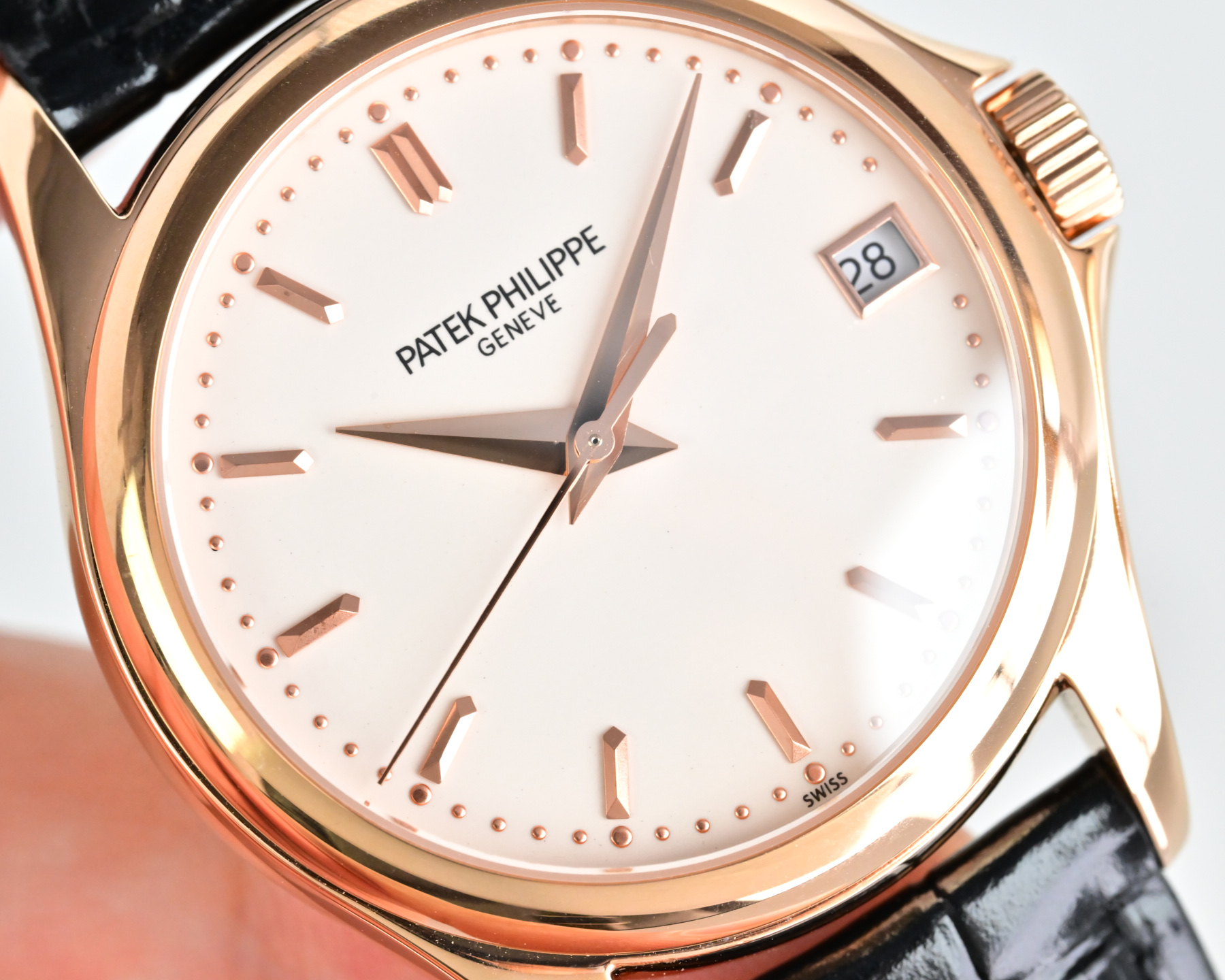 Patek Philippe Calatrava 5127 silver case, black dial, black leather strap 37mm Men's Automatic
