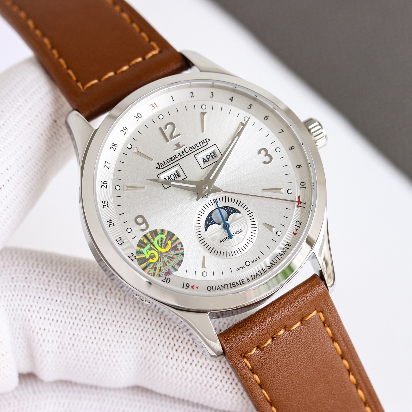 Jaeger-LeCoultre Master Calendar Q4148420 stainless steel case, silver dial, brown leather strap 40mm Men's Automatic