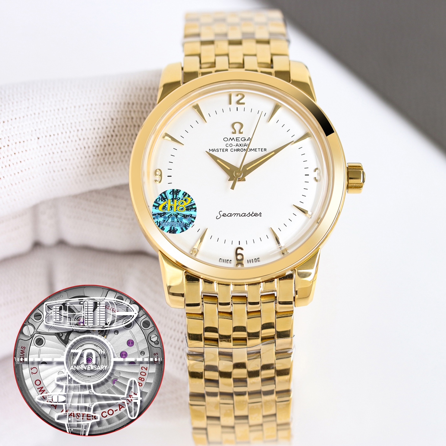 Omega Seamaster 1948 70th Anniversary rose gold case and bracelet, rose gold bezel, white dial 38mm Men's Automatic