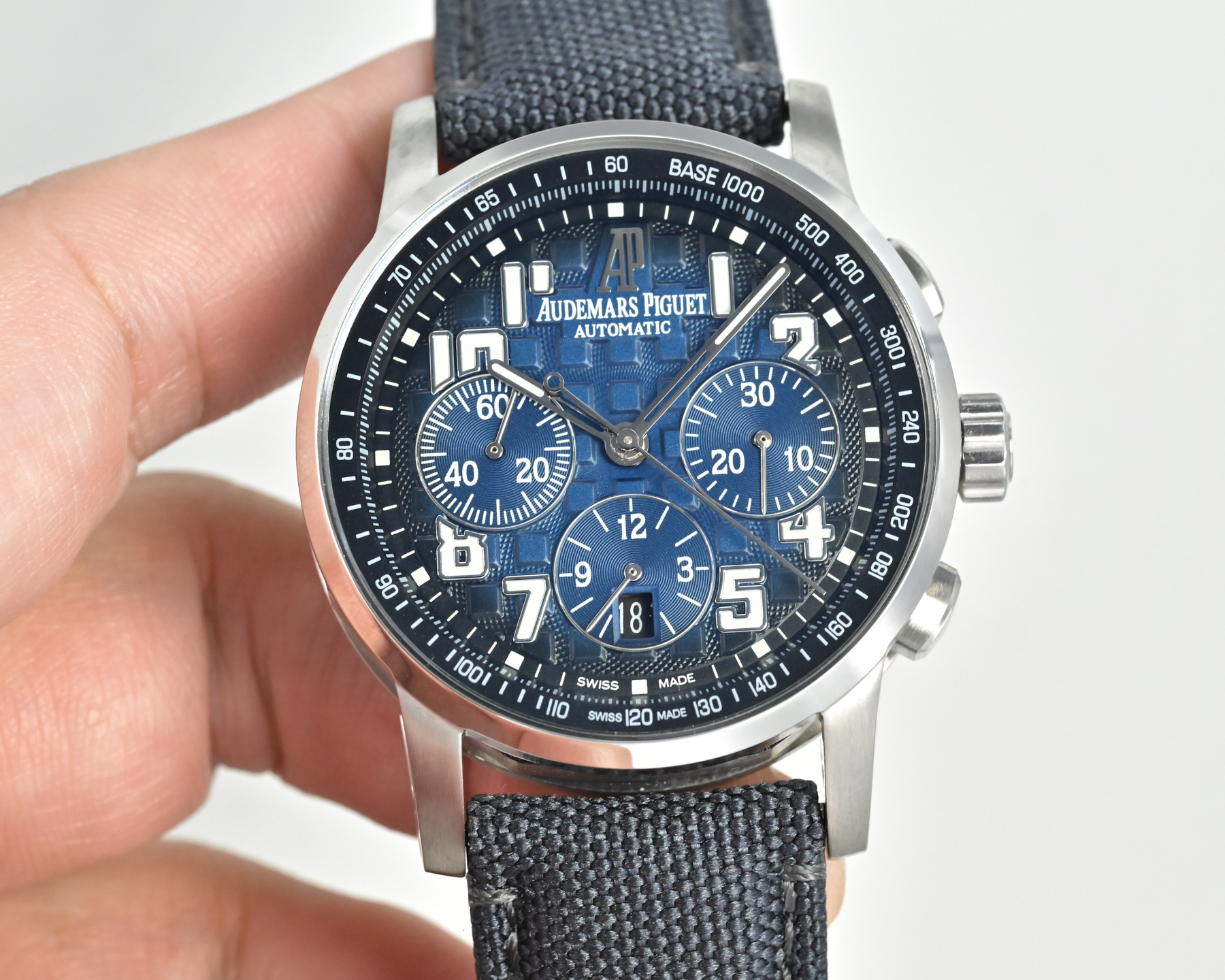 Audemars Piguet Millenary Chronograph stainless steel case blue dial blue fabric strap 41mm Men s Automatic | BUY WATCHES USA luxury watches