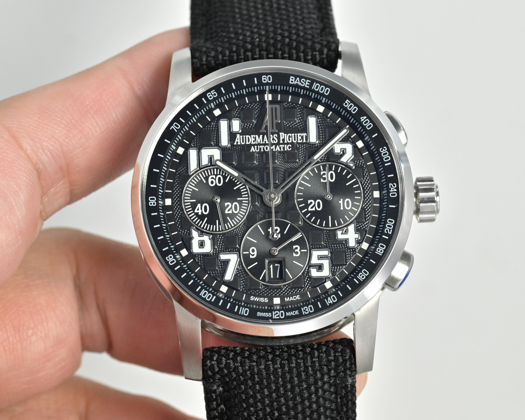 Audemars Piguet Royal Oak Offshore Chronograph 26048 stainless steel case black bezel black dial black fabric strap 42mm Men s Automatic | BUY WATCHES USA luxury watches