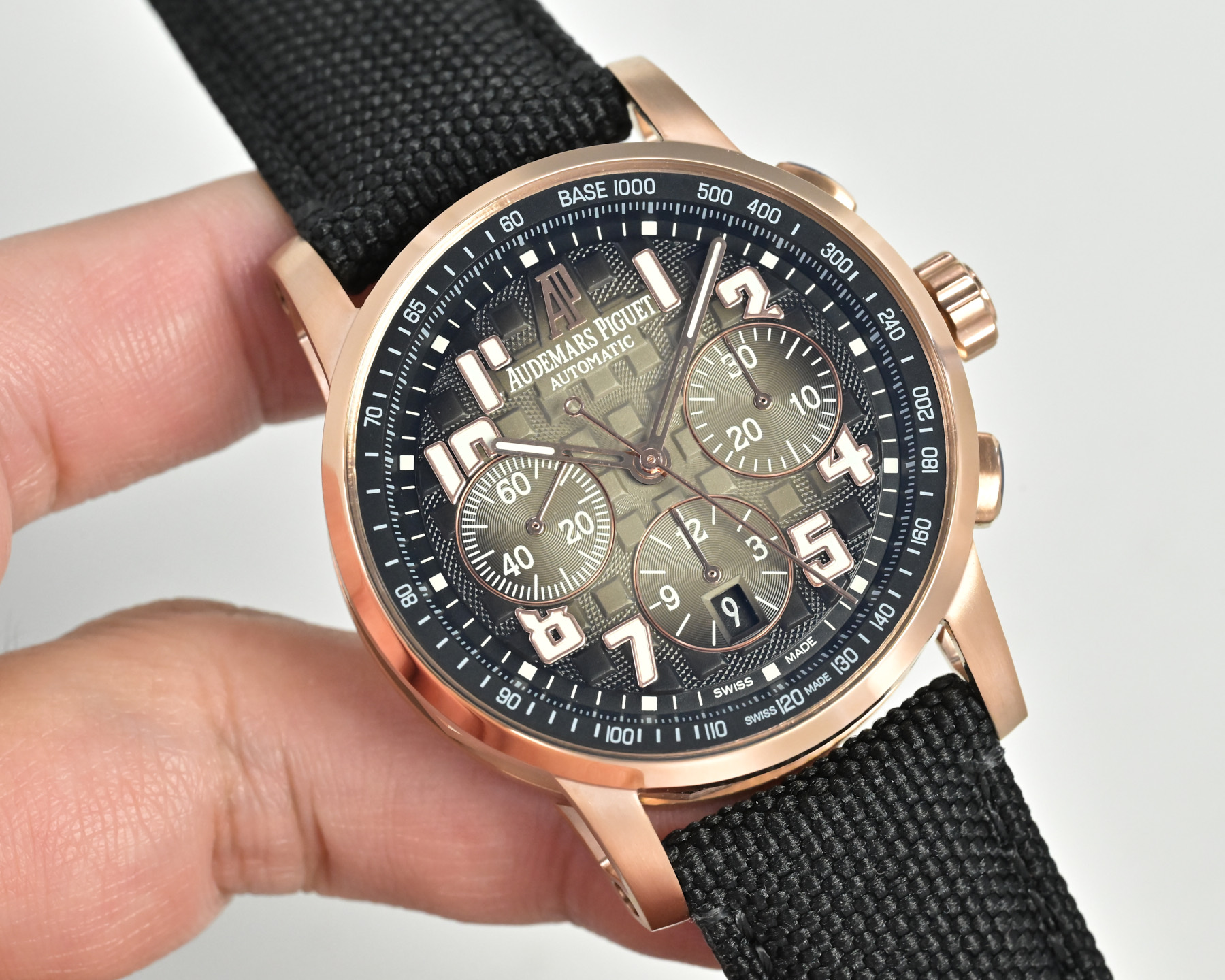 Audemars Piguet Royal Oak Offshore Chronograph 26048 stainless steel case, black bezel, black dial, black fabric strap 42mm Men's Automatic