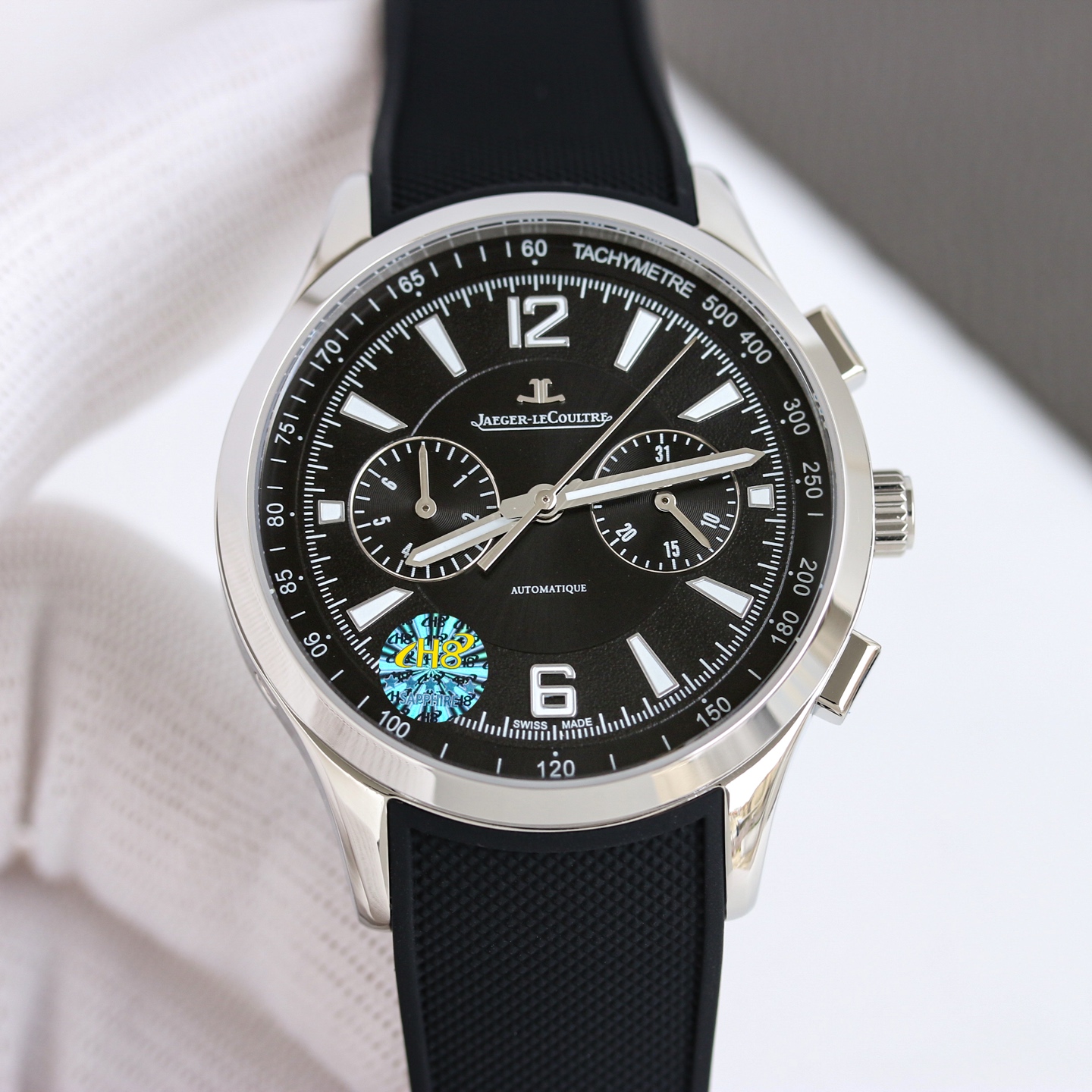 Jaeger-LeCoultre Master Compressor Chronograph stainless steel case, black bezel, black dial, black rubber strap 41.5mm Men's Automatic