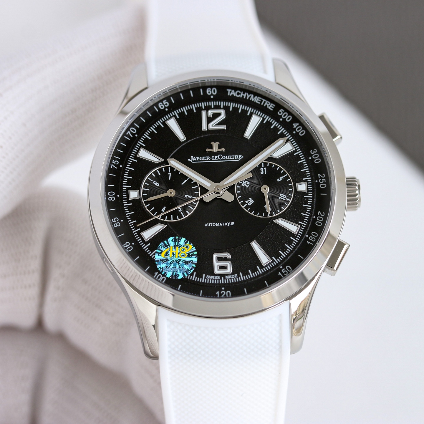Jaeger-LeCoultre Master Compressor Chronograph stainless steel case, black bezel, black dial, black rubber strap 41.5mm Men's Automatic