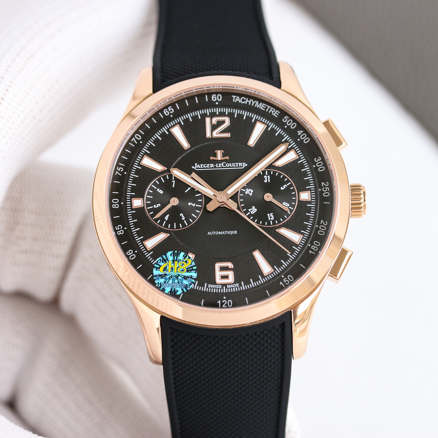 Jaeger-LeCoultre Master Compressor Chronograph stainless steel case, blue tachymeter bezel, blue dial, blue rubber strap 41mm Men's Automatic