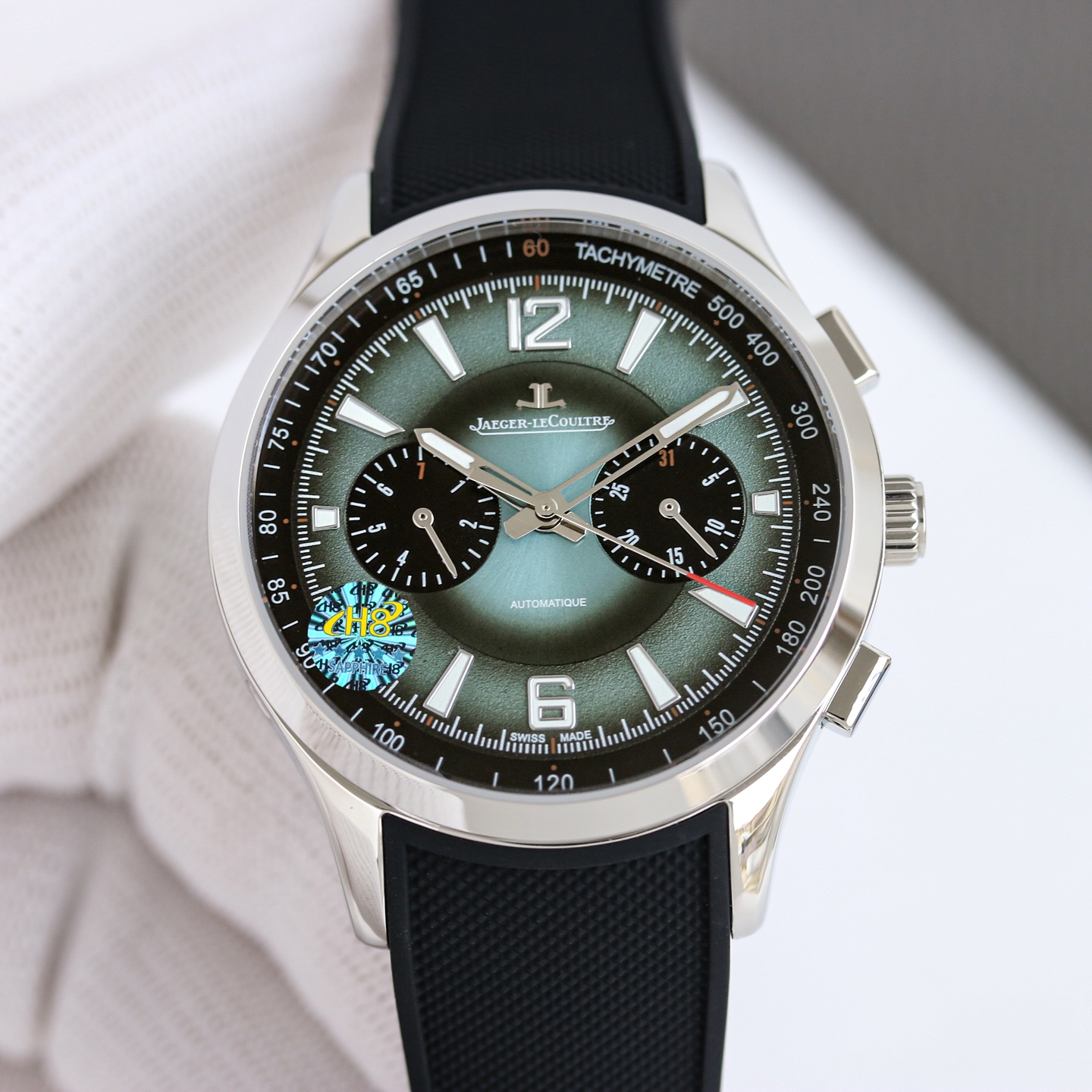 Jaeger-LeCoultre Polaris Chronograph Q9028651 stainless steel case, black bezel, grey-black dial, black rubber strap 42mm Men's Automatic
