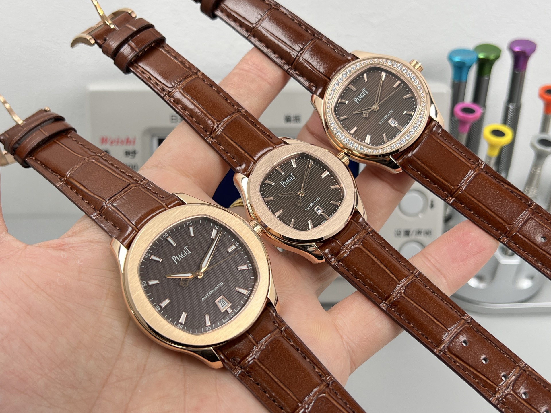 Piaget Polo Date G0A48021 Rose gold case, brown dial, dark brown leather strap 42mm Men's Automatic