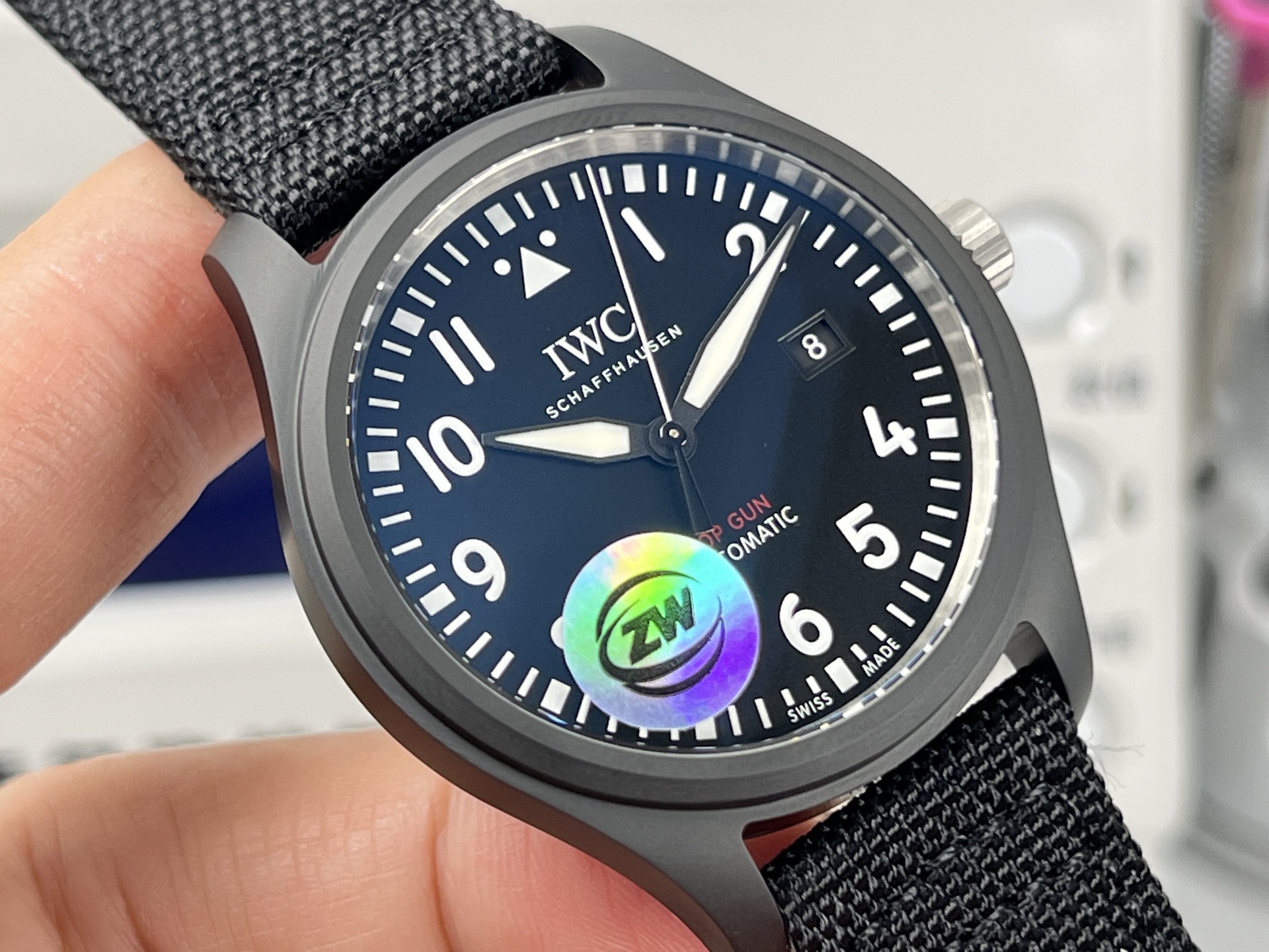 IWC Pilot's Watch Automatic Top Gun black ceramic case, black dial, black textile strap 41mm Men's Automatic