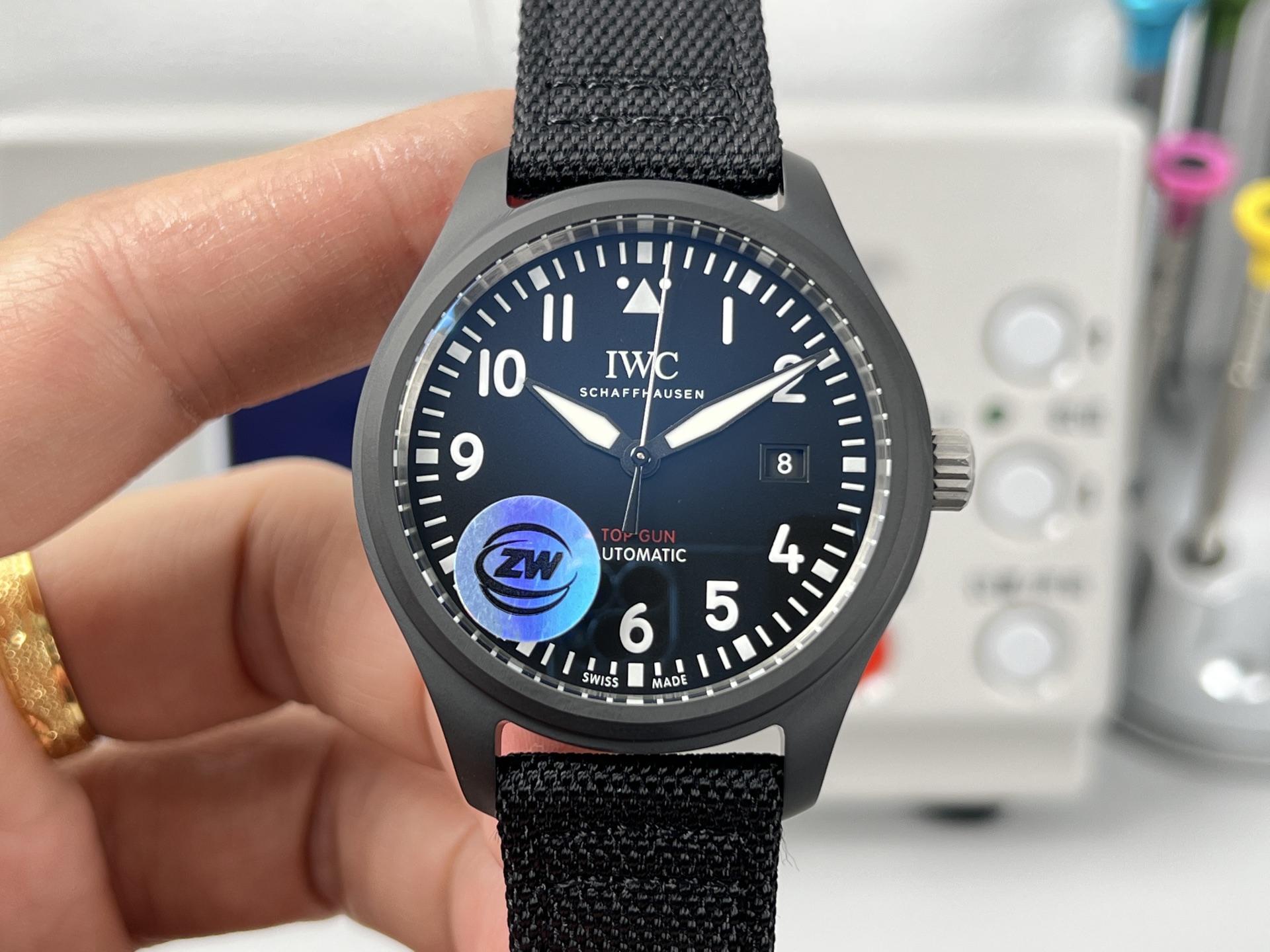 IWC Pilot's Watch Automatic Top Gun black ceramic case, black dial, black textile strap 41mm Men's Automatic