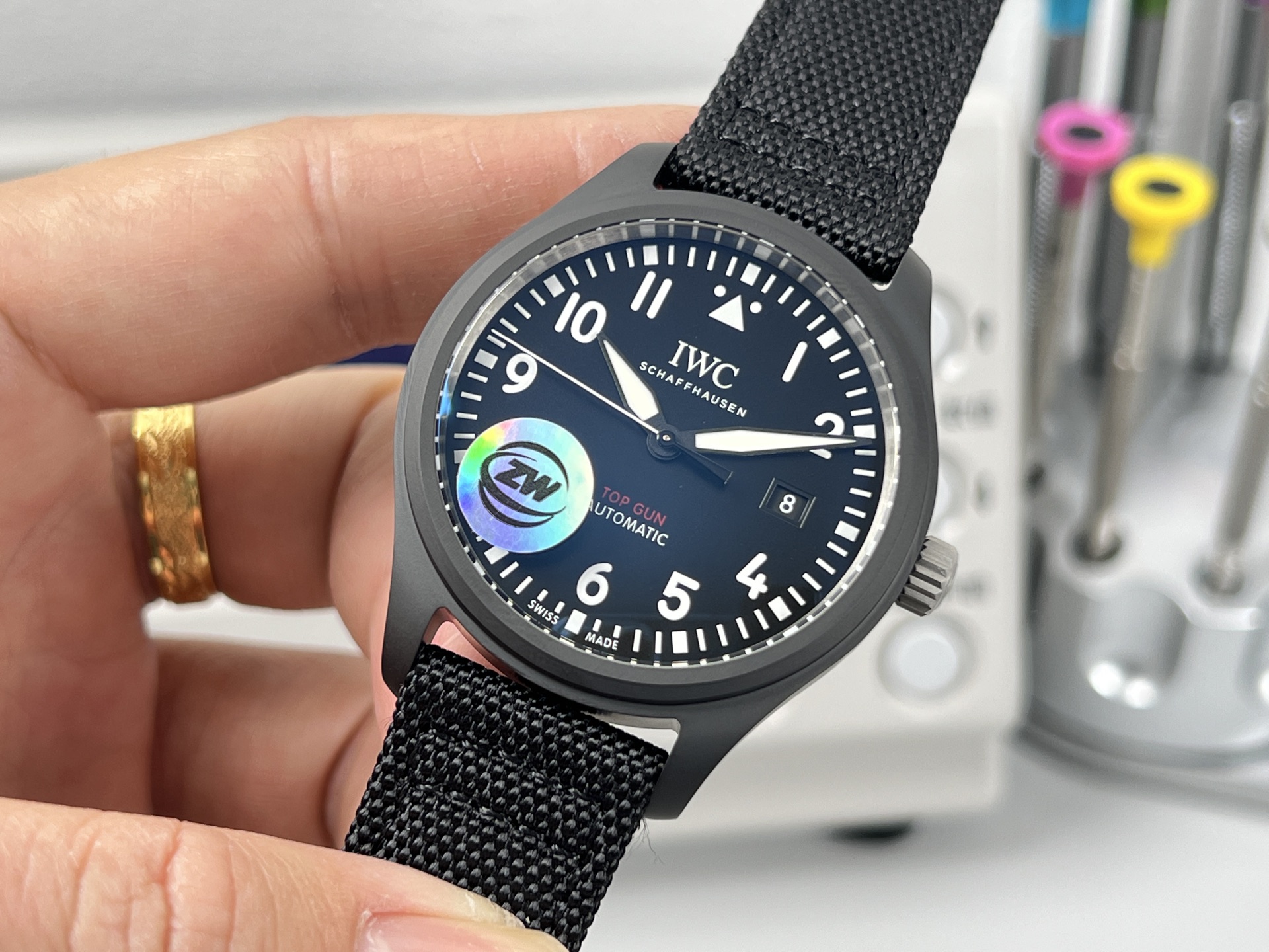 IWC Pilot's Watch Automatic Top Gun black ceramic case, black dial, black textile strap 41mm Men's Automatic