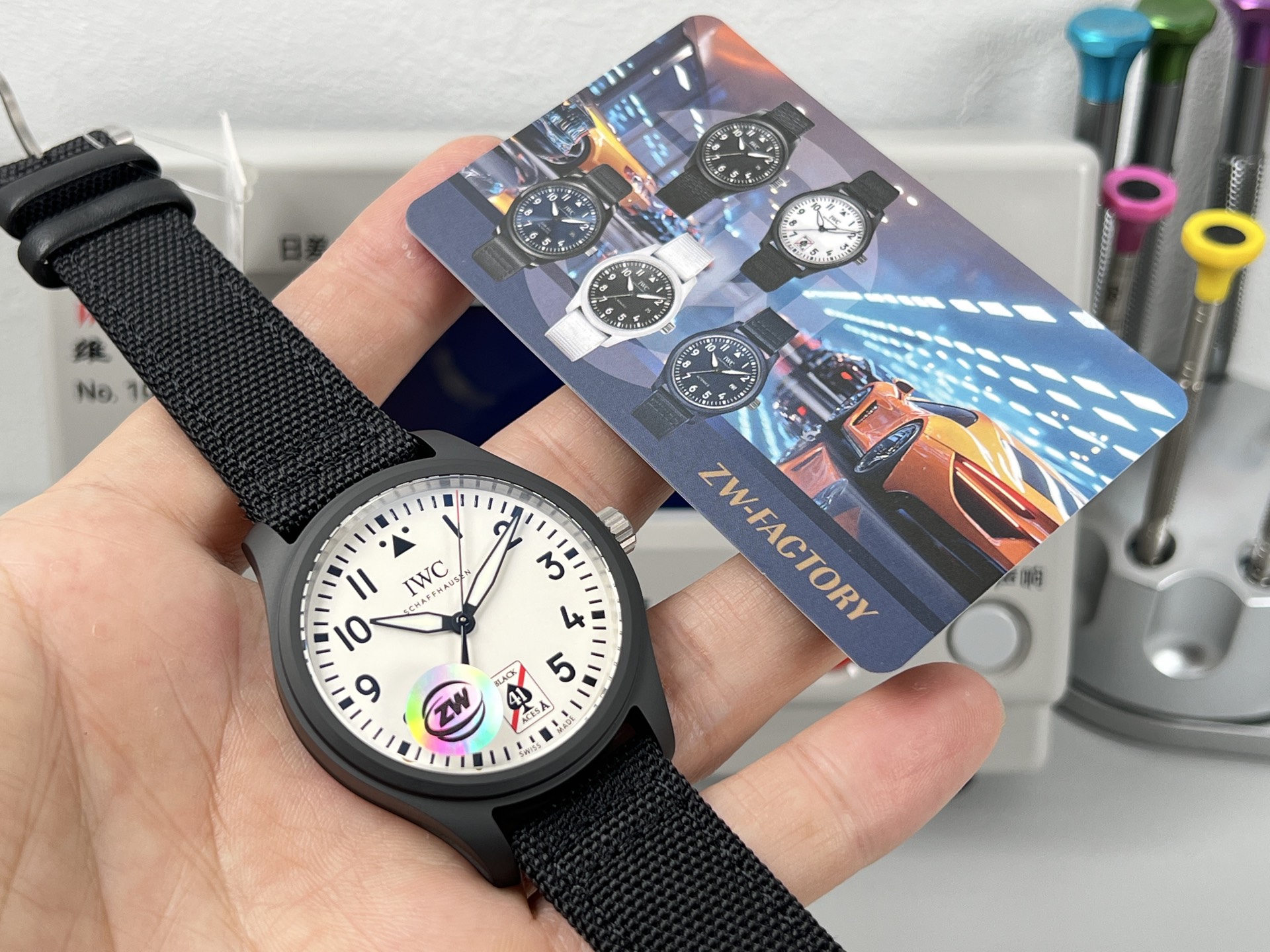 IWC Pilot's Watch Automatic 41 Black Aces black ceramic case, black bezel, white dial, black textile strap 41mm Men's Automatic