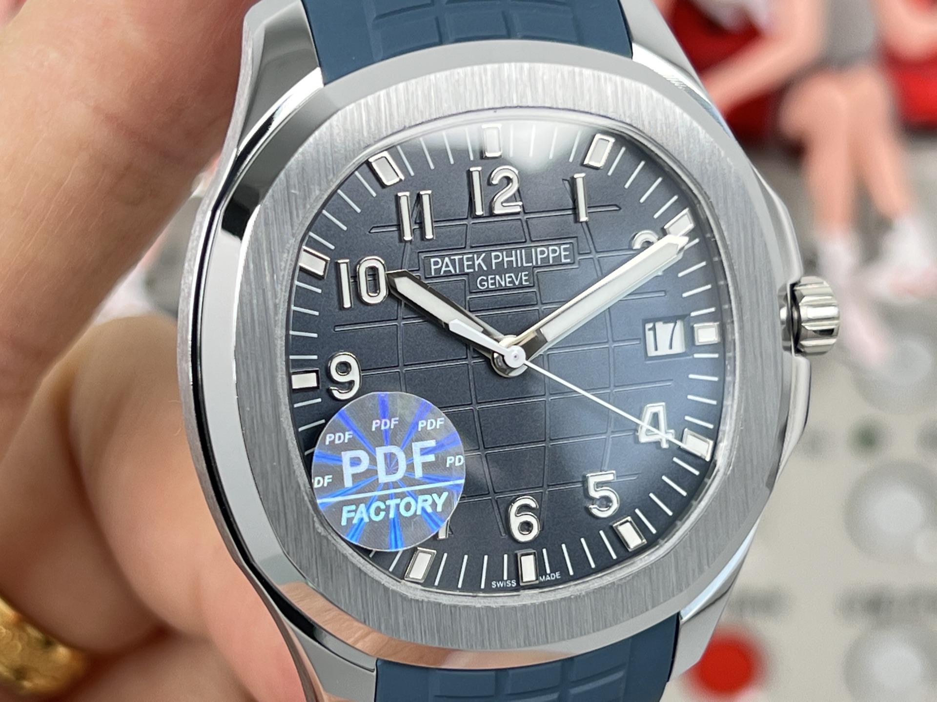 Patek Philippe Aquanaut blue rubber strap, silver case, gray dial 40mm Men's Automatic
