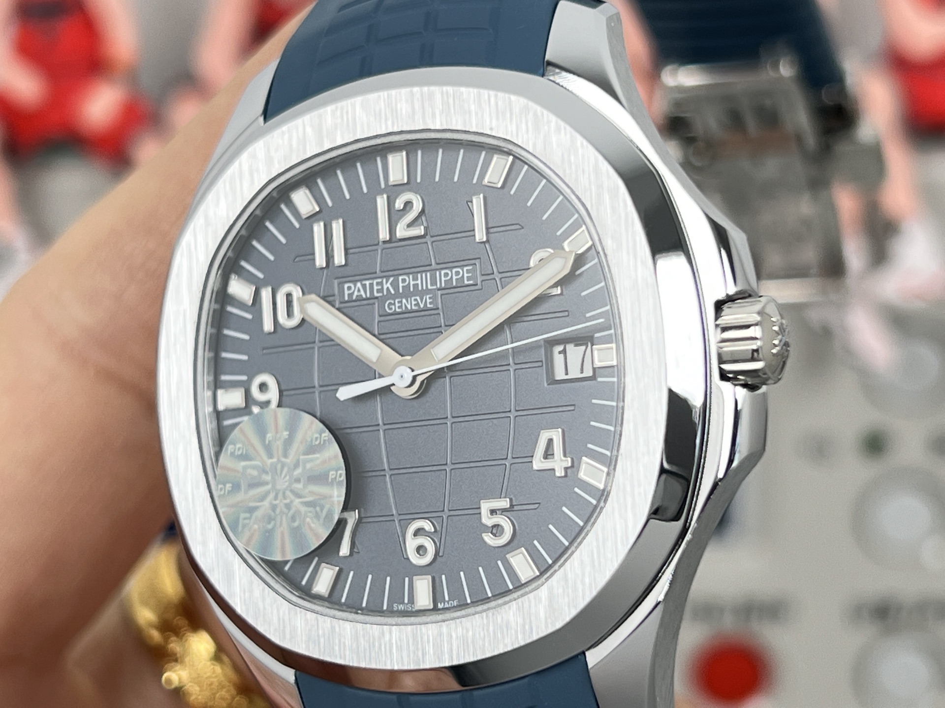 Patek Philippe Aquanaut blue rubber strap, silver case, gray dial 40mm Men's Automatic