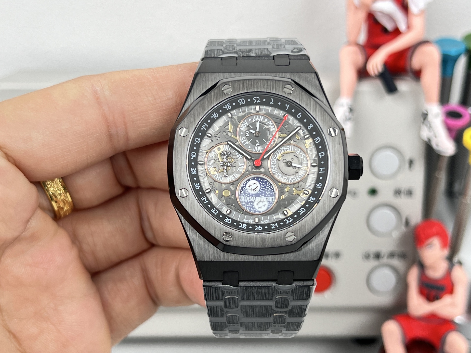 Audemars Piguet Royal Oak Perpetual Calendar Chronograph black ceramic case and bezel grey dial black rubber strap 44mm Men s Automatic | BUY WATCHES USA luxury watches