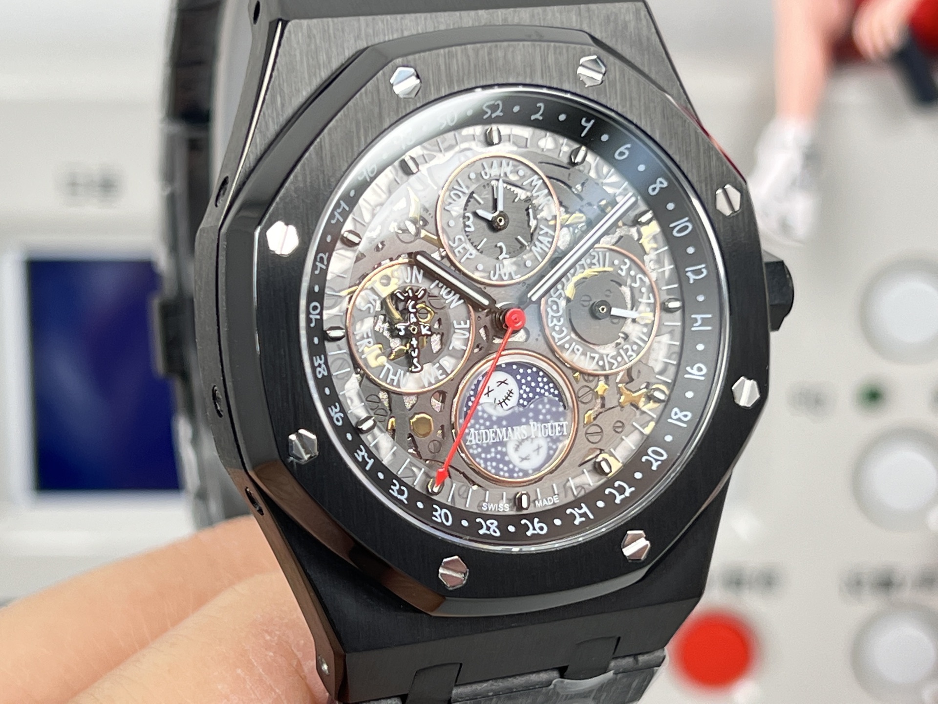 Audemars Piguet Royal Oak Perpetual Calendar Chronograph black ceramic case and bezel, grey dial, black rubber strap 44mm Men's Automatic