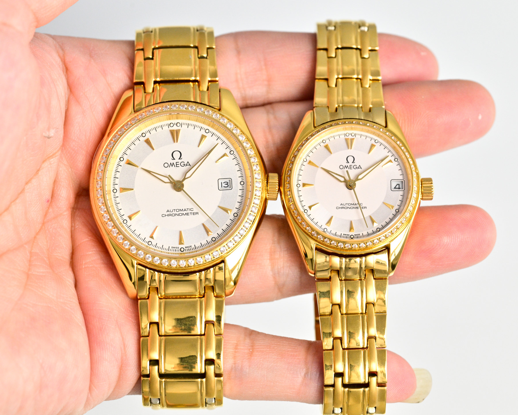 Omega De Ville Prestige Co-Axial stainless steel case and bracelet, diamond bezel, silver dial 39mm Men's Automatic