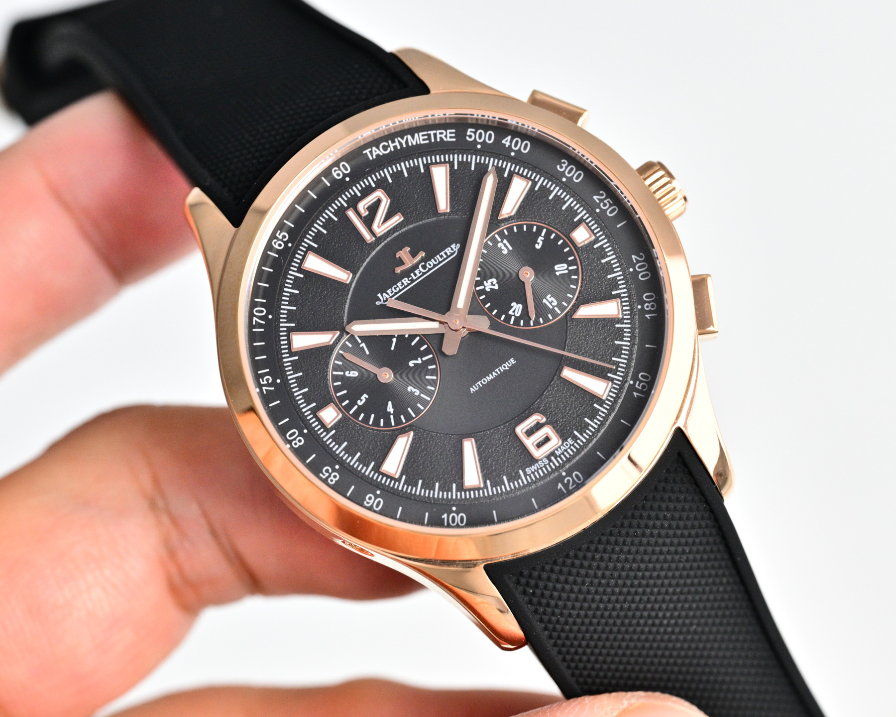 Jaeger-LeCoultre Master Compressor Chronograph stainless steel case, black bezel scale, black dial, black rubber strap 41.5mm Men's Automatic