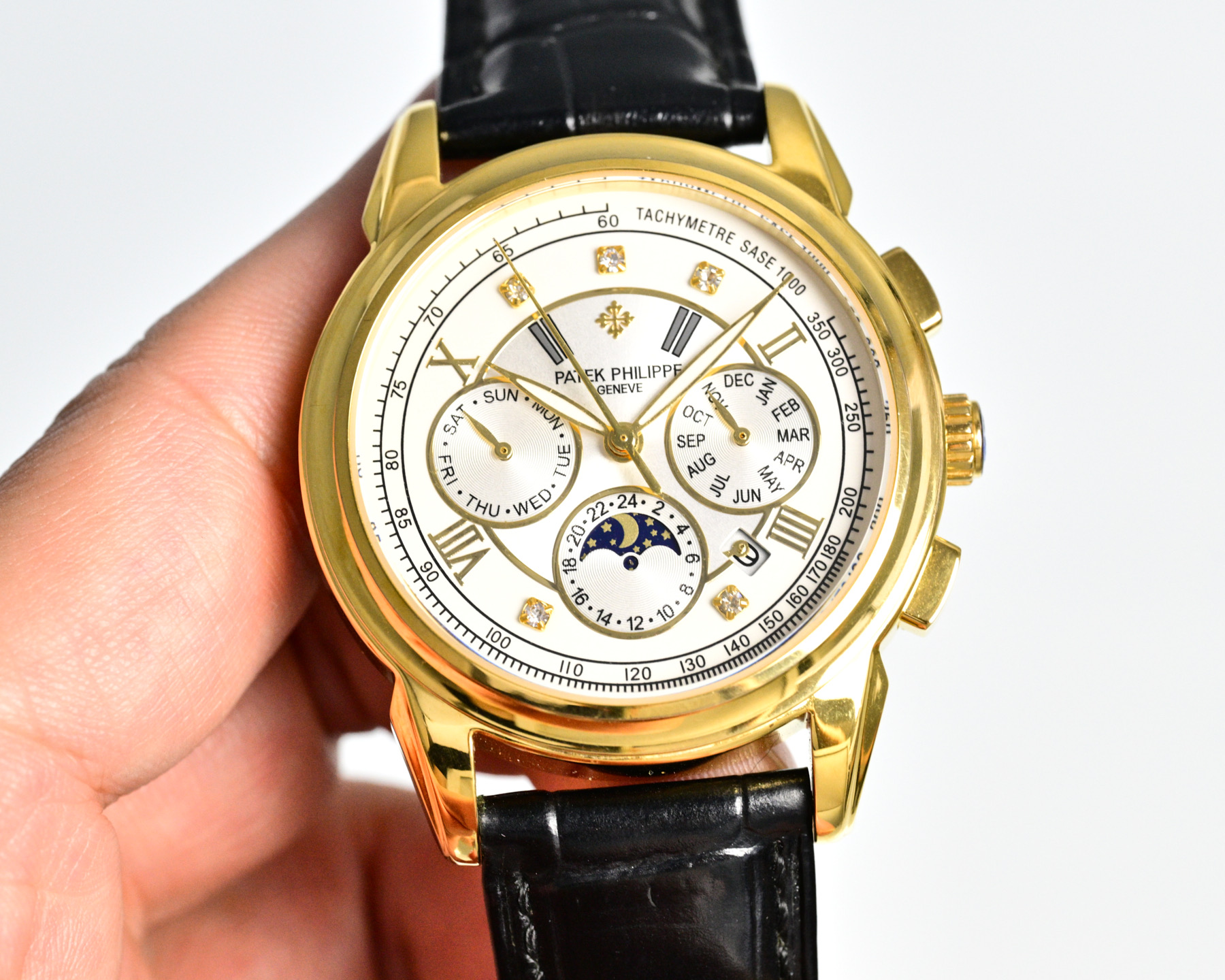 Patek Philippe Perpetual Calendar Chronograph 5270P-082 yellow gold case, white dial, black leather strap 42mm Men's Automatic