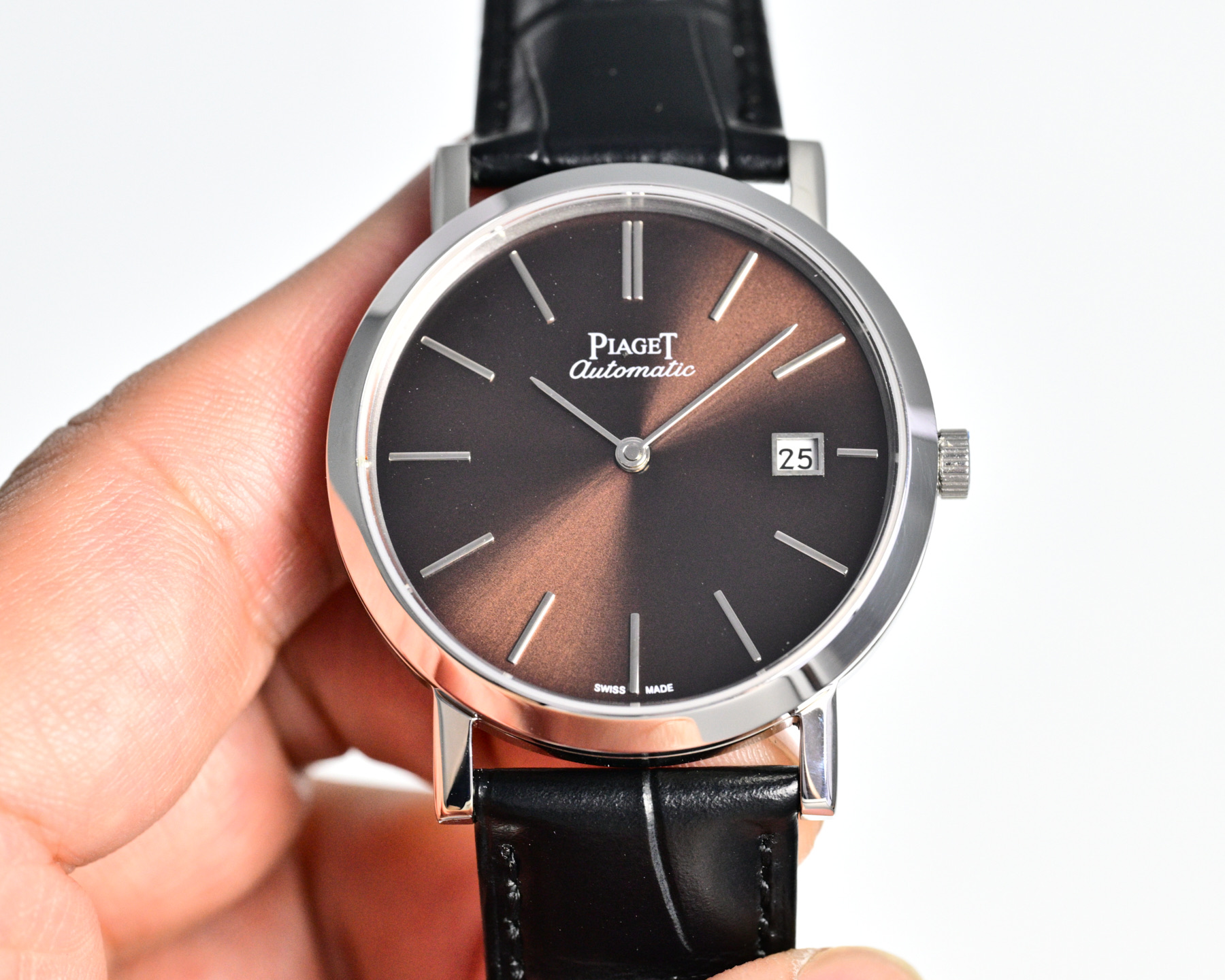 Piaget Altiplano 38mm 900P / 9015 style stainless steel case, blue dial, blue leather strap 38mm Men's Automatic