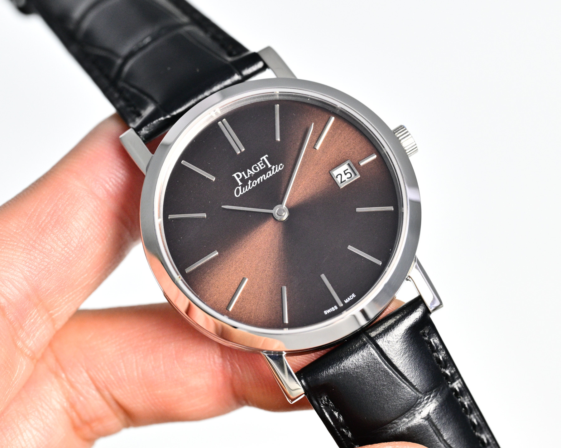 Piaget Altiplano 38mm 900P / 9015 style stainless steel case, blue dial, blue leather strap 38mm Men's Automatic