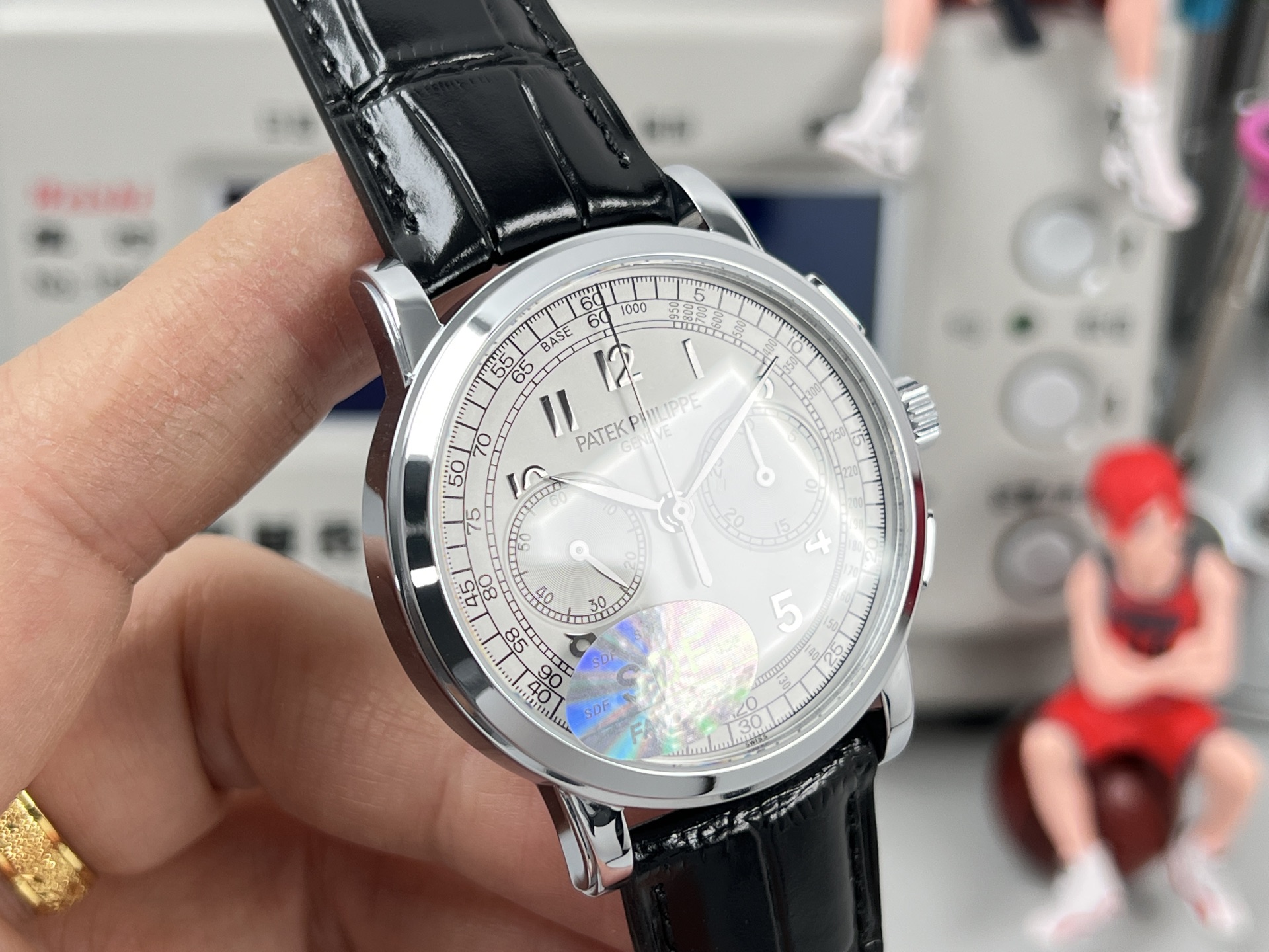 Patek Philippe Calatrava Chronograph white dial, steel case, black leather strap 40mm Men's Automatic