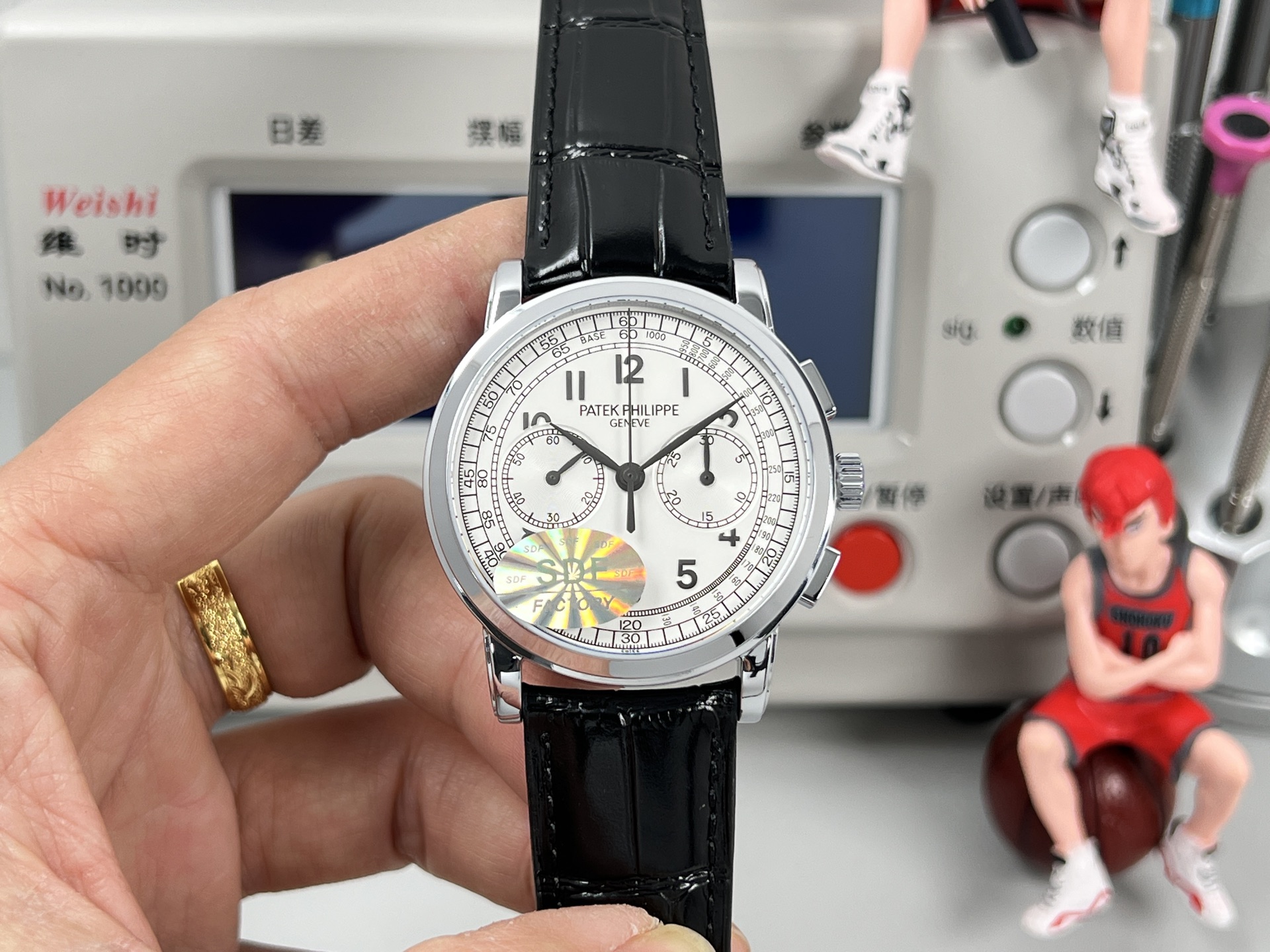 Patek Philippe Calatrava Chronograph white dial, steel case, black leather strap 40mm Men's Automatic
