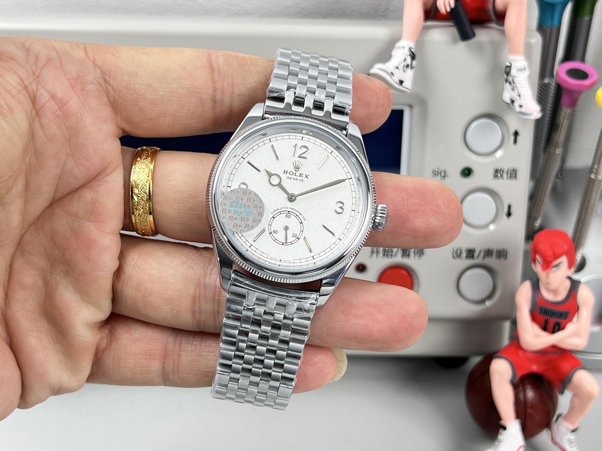 Rolex Cellini Prince silver case, silver bezel, white dial, silver bracelet 44mm Men's Manual Wind