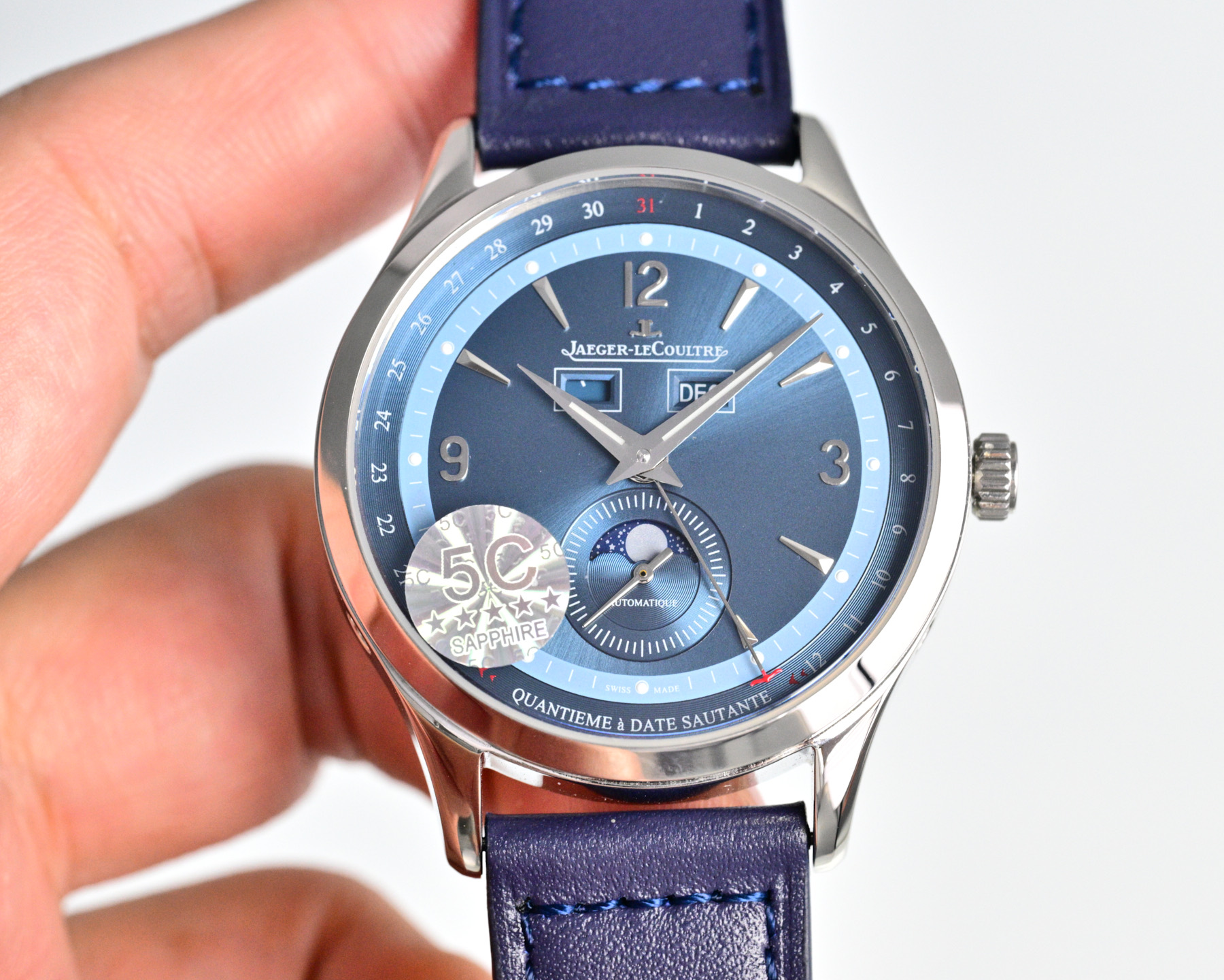 Jaeger-LeCoultre Master Calendar Q4148420 stainless steel case, silver dial, black leather strap 39mm Men's Automatic