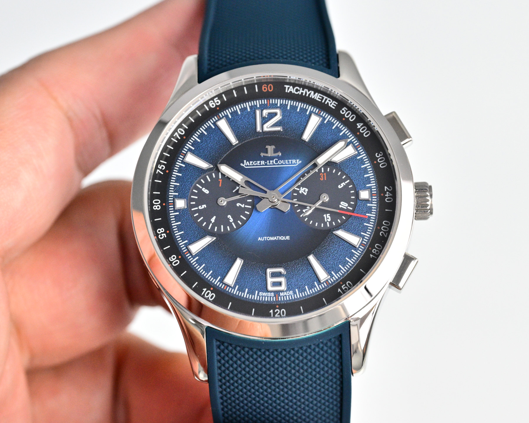 Jaeger-LeCoultre Master Compressor Chronograph Ceramic stainless steel case, blue ceramic bezel, blue dial, blue rubber strap 46mm Men's Automatic