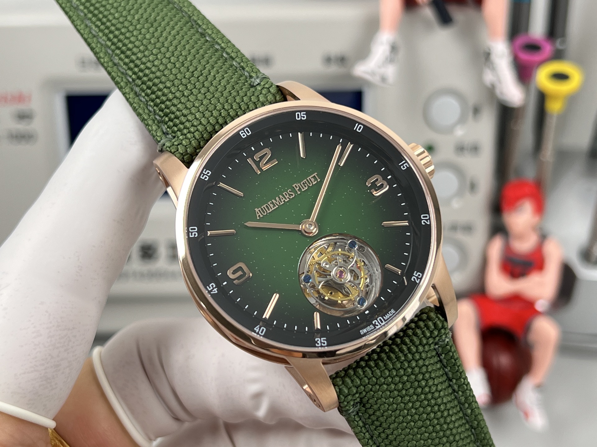 Audemars Piguet Code 11 59 Selfwinding Flying Tourbillon 26396NR OO D002KB 01 rose gold case black bezel green dial black strap 41mm Men s Automatic | BUY WATCHES USA luxury...