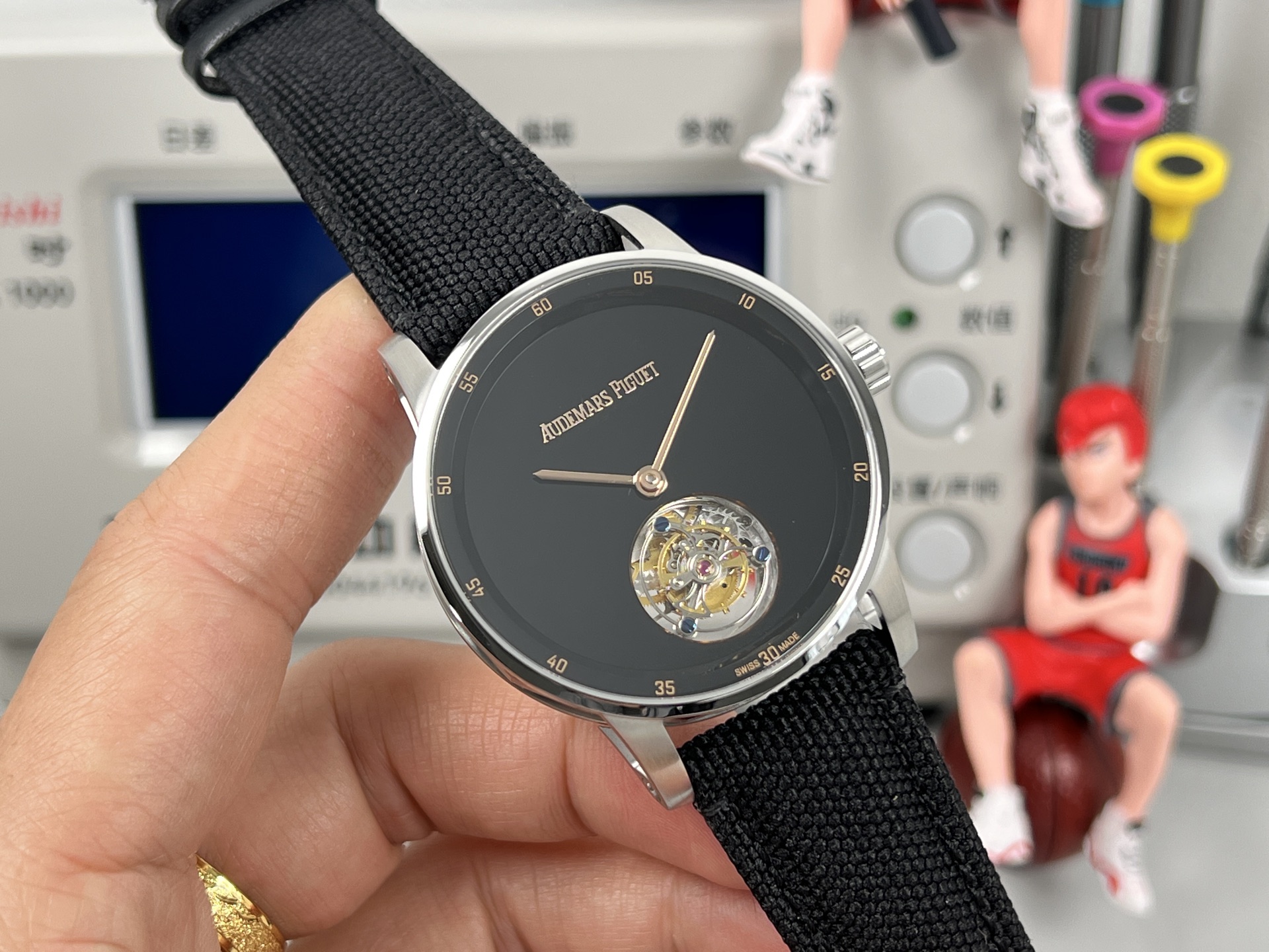 Audemars Piguet CODE 11 59 by Audemars Piguet Flying Tourbillon 26396NB OO D002KB 01 black ceramic and white gold case black bezel black dial black textured strap 41mm Men s...