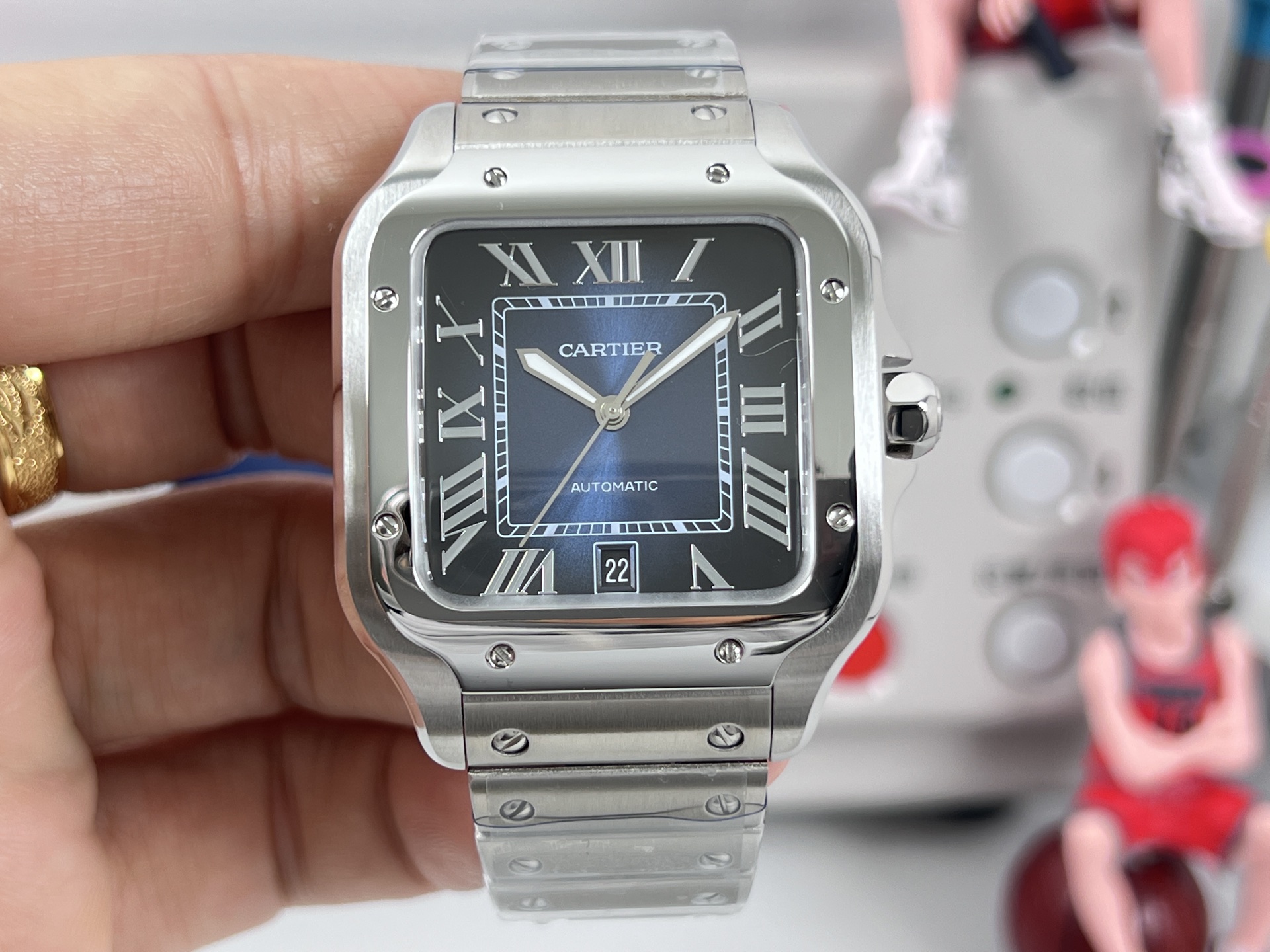 Cartier Santos de Cartier Large Model stainless steel case and bezel, green dial, stainless steel bracelet 39.8mm Men's Automatic