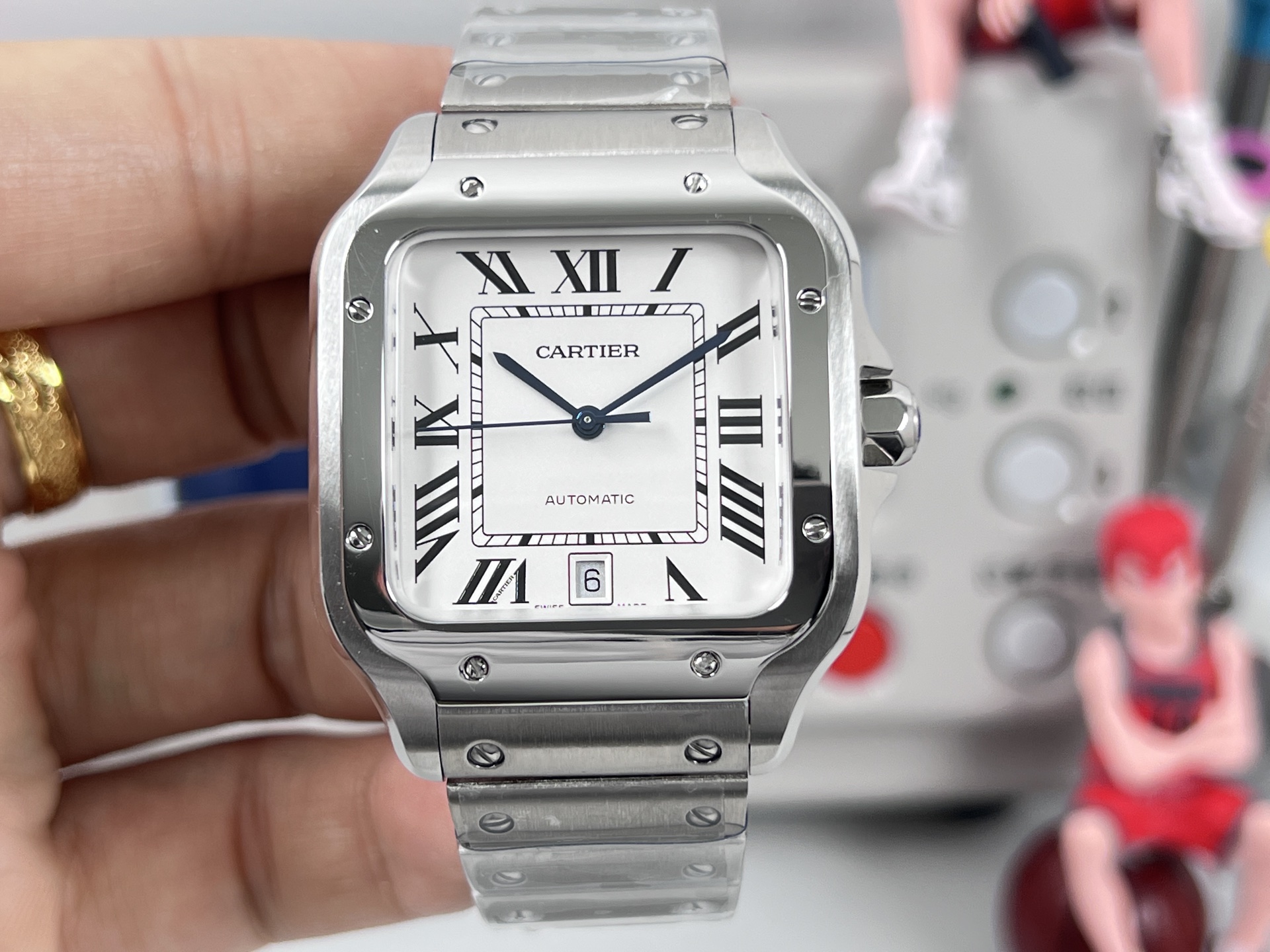 Cartier Santos de Cartier Medium stainless steel case and bezel, white dial, stainless steel bracelet 35mm Unisex Automatic