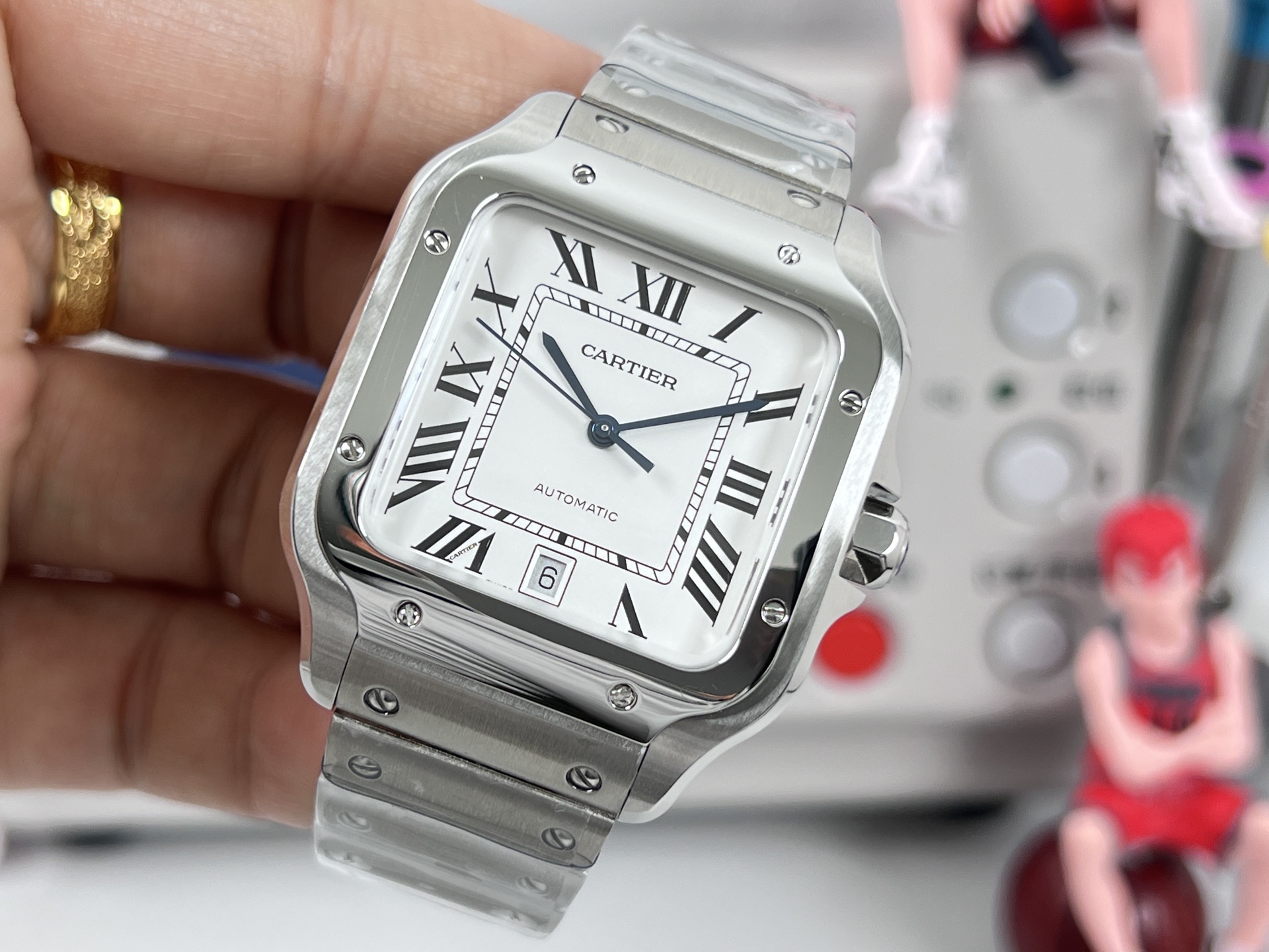 Cartier Santos de Cartier Medium stainless steel case and bezel, white dial, stainless steel bracelet 35mm Unisex Automatic