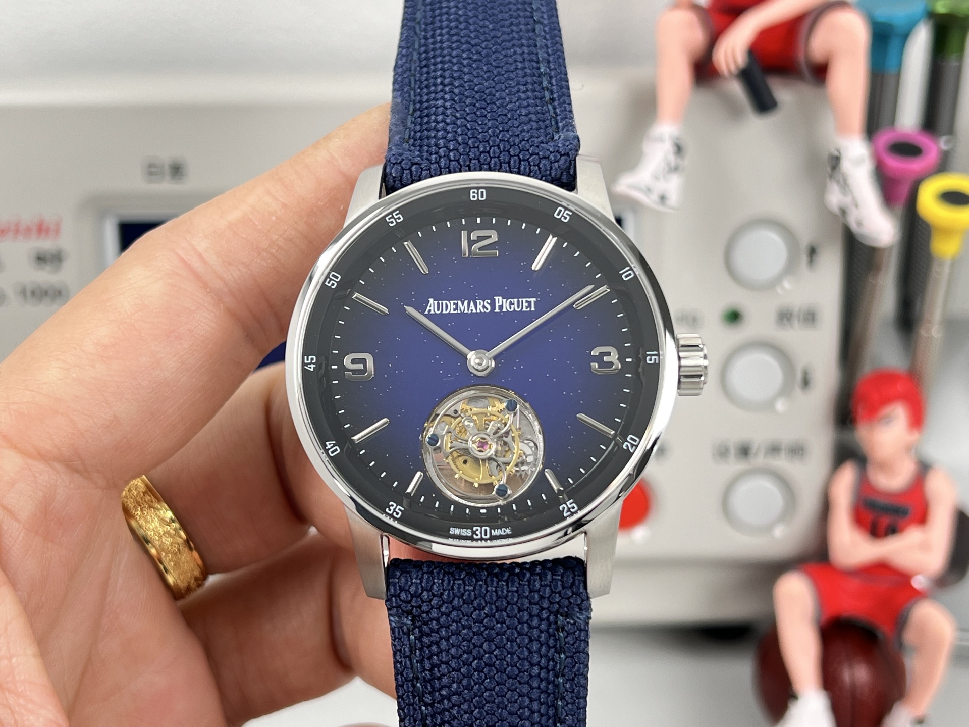 Audemars Piguet Code 11.59 Selfwinding Flying Tourbillon stainless steel case, blue bezel, blue dial, blue leather strap 41mm Men's Automatic