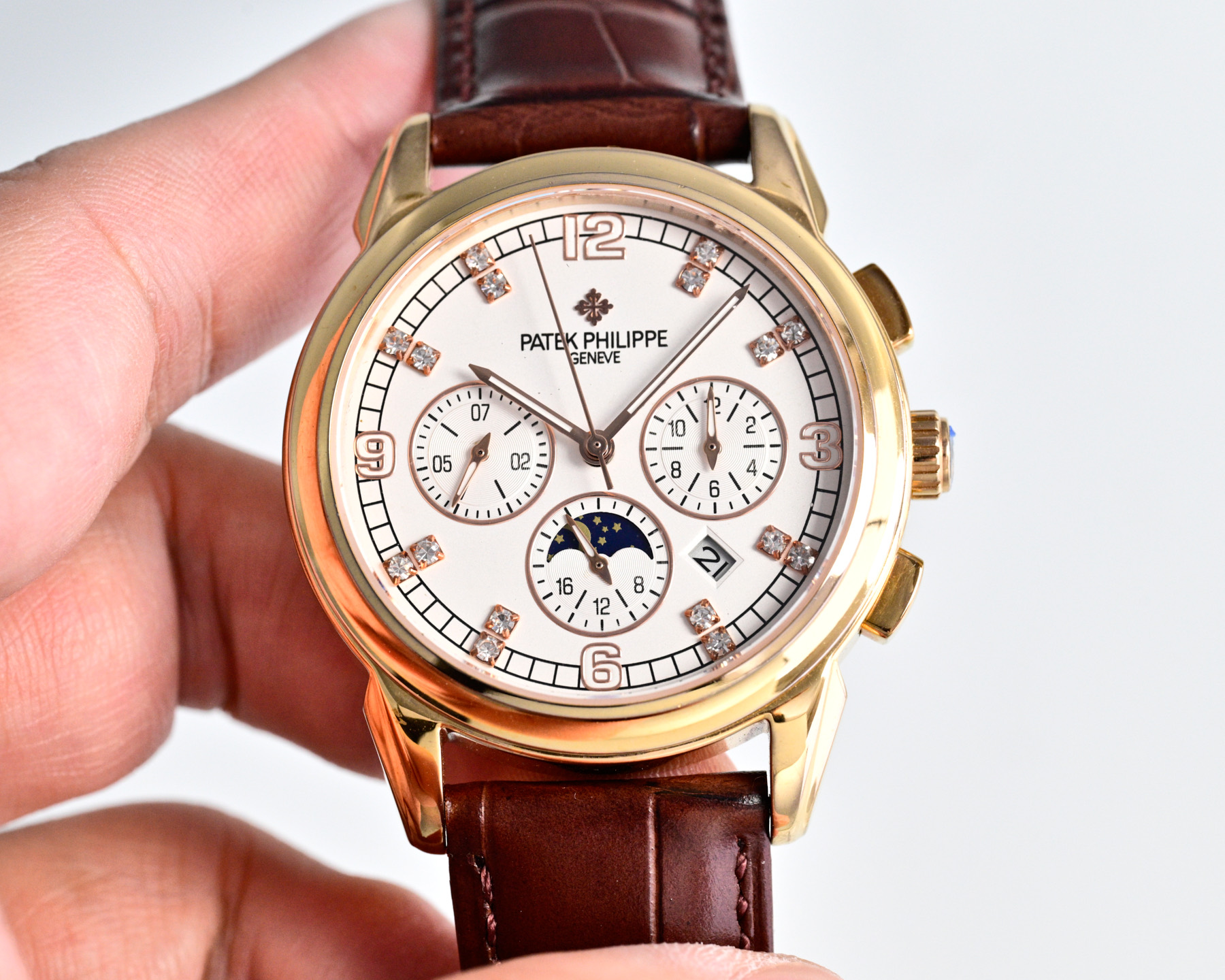 Patek Philippe Grand Complications 5270P-082 yellow gold-tone case and bezel, white dial, black leather strap 41mm Men's Manual