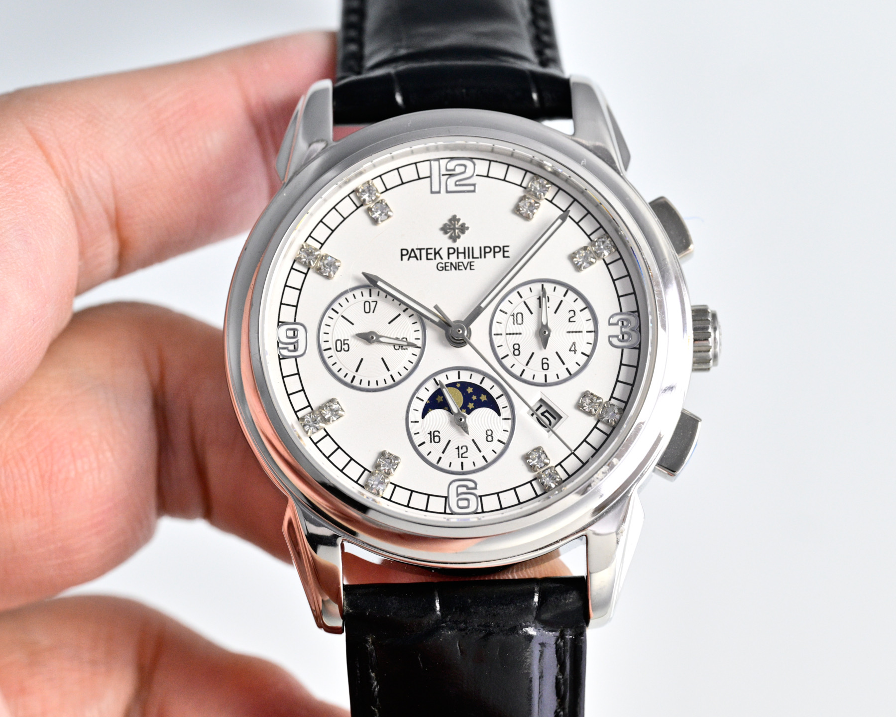 Patek Philippe Grand Complications 5270P-082 yellow gold-tone case and bezel, white dial, black leather strap 41mm Men's Manual