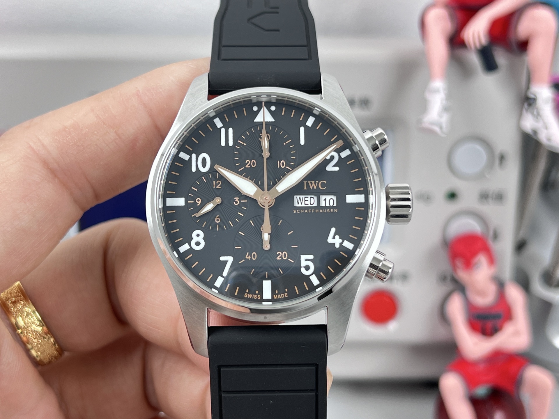 IWC Pilot's Watch Chronograph IW388116 black dial, stainless steel case, black rubber strap 41mm Men's Automatic