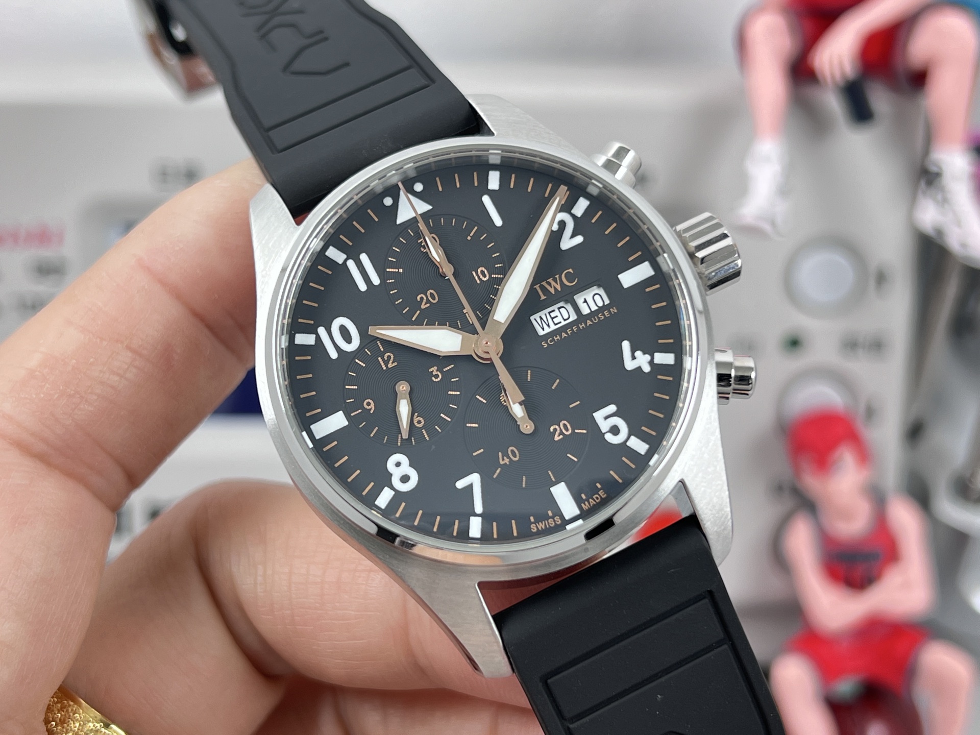 IWC Pilot's Watch Chronograph IW388116 black dial, stainless steel case, black rubber strap 41mm Men's Automatic