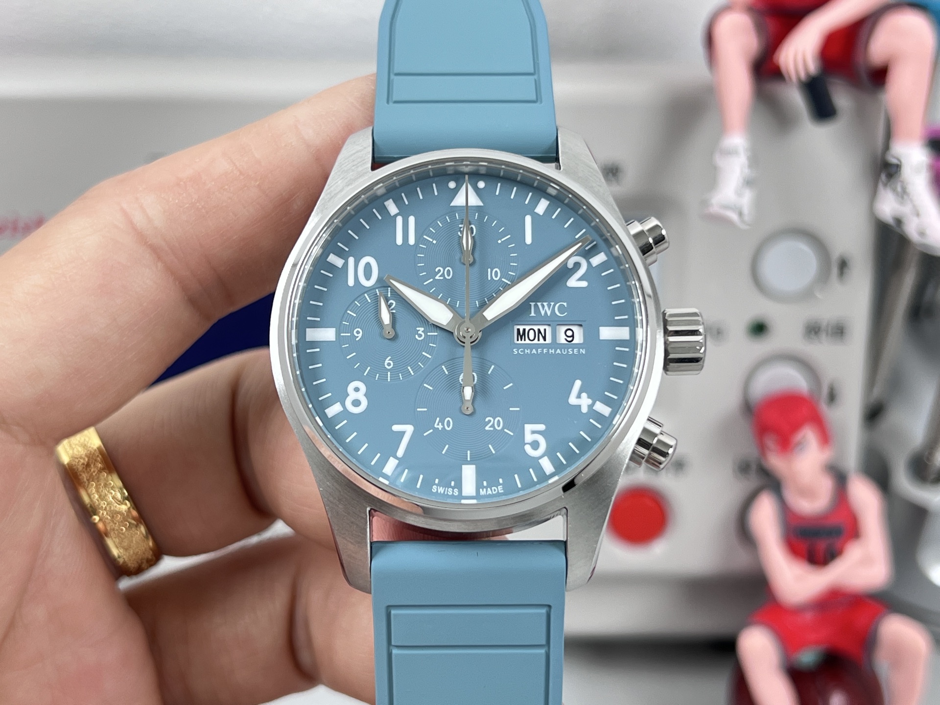 IWC Pilot's Watch Chronograph 41 Top Gun "Lake Tahoe" quadrante blu-verde, cassa in acciaio inossidabile, cinturino in caucciù blu-verde 41 mm Automatico da uomo