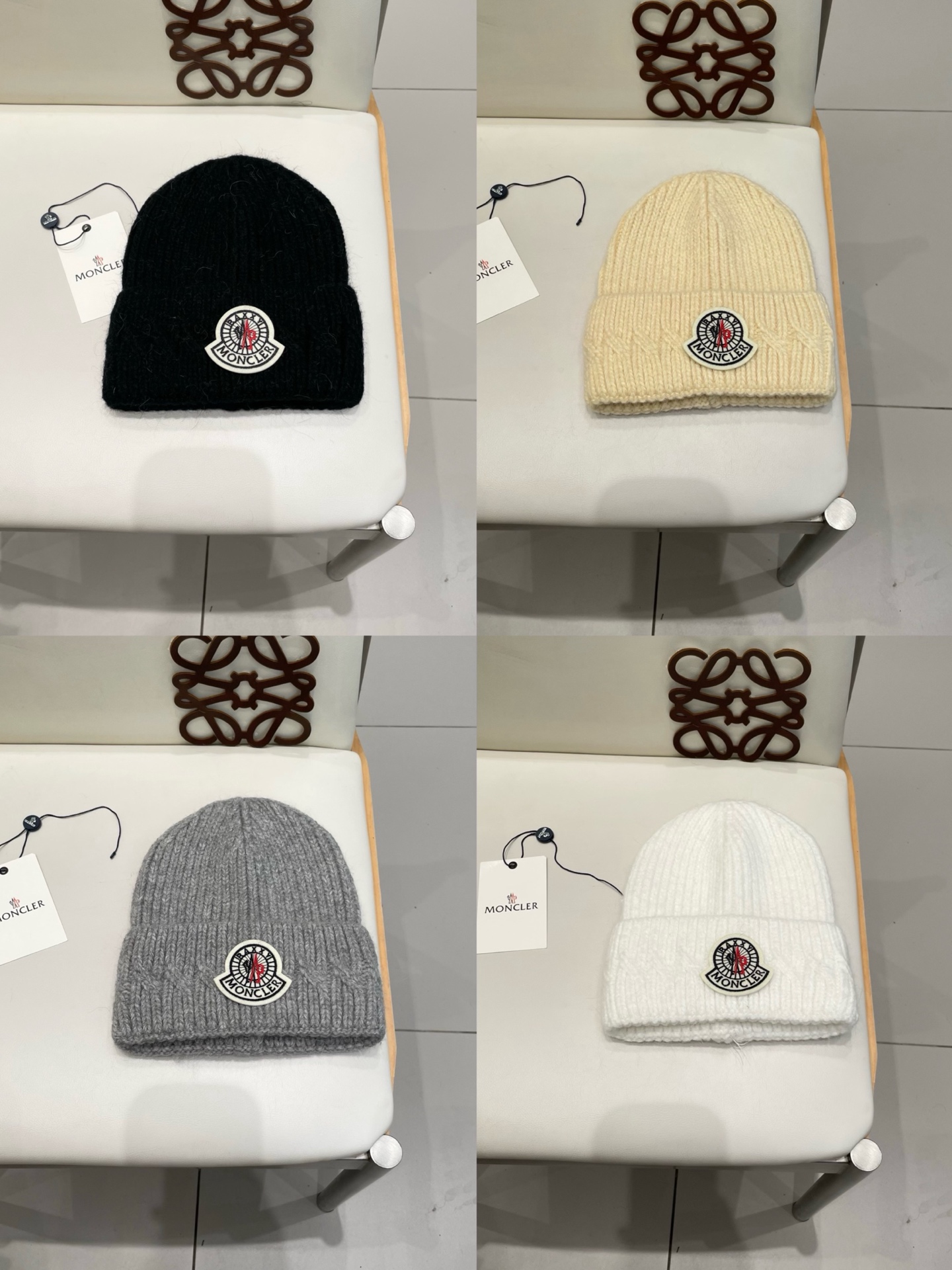 moncler兔毛针织帽女秋冬季新款加绒保暖毛线帽大头围护耳冷帽毛球百搭潮 h