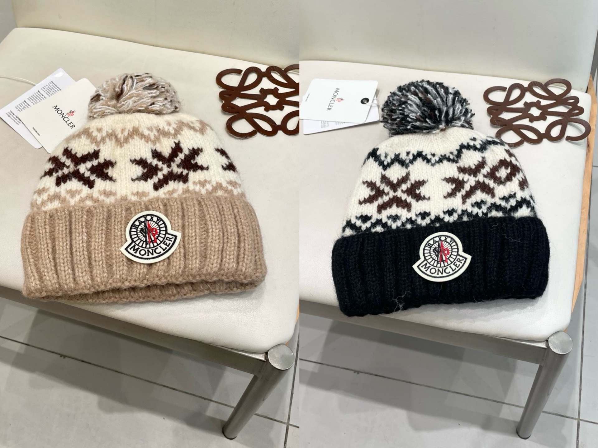 Moncler蒙口保暖百搭冬可爱圆针织帽帽女秋彩色毛球耳套头毛线帽冬季韩版顶护