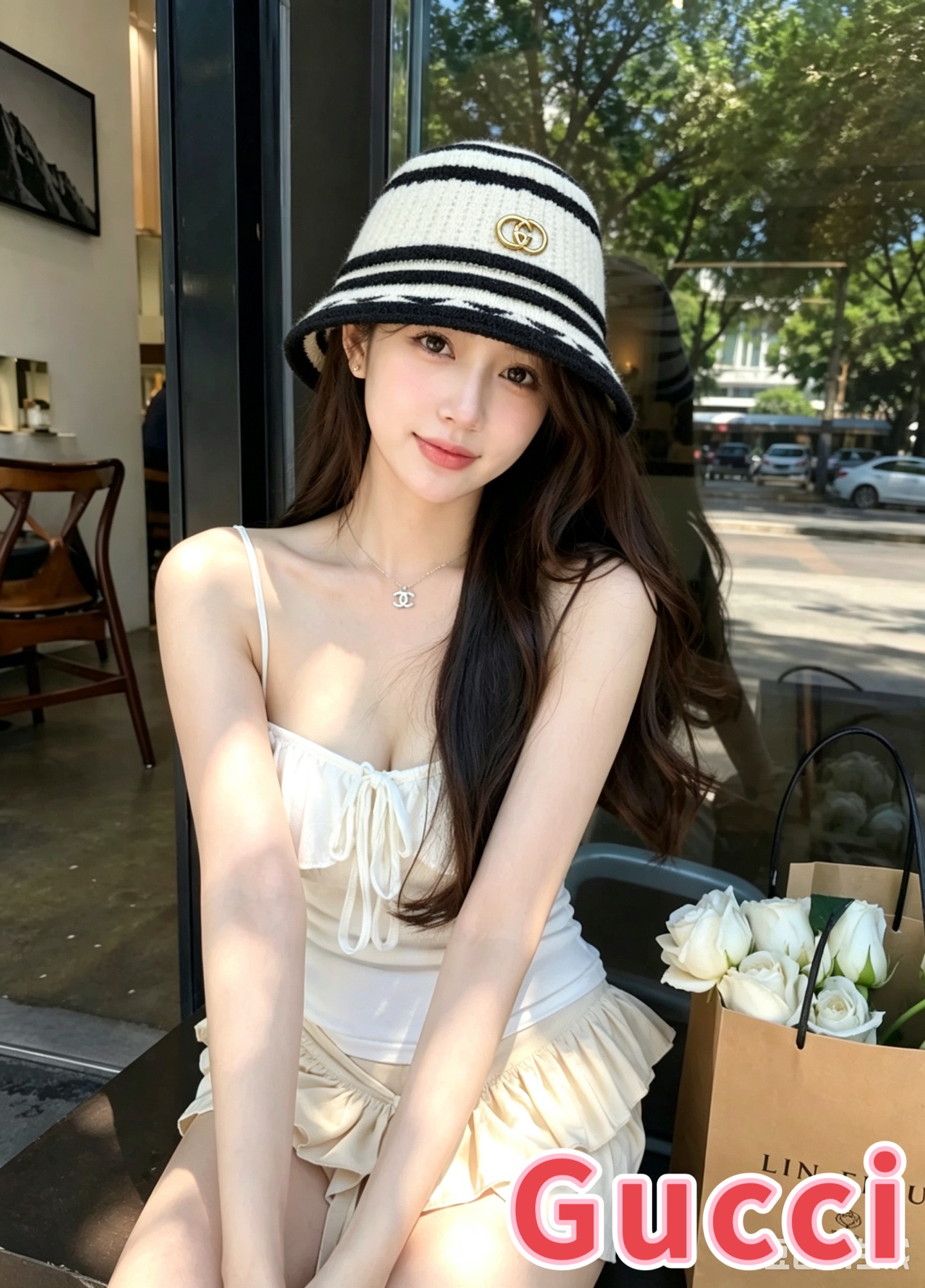 Gucci古奇秋冬新款羊毛呢渔夫帽女时尚百搭显脸小礼帽盆帽