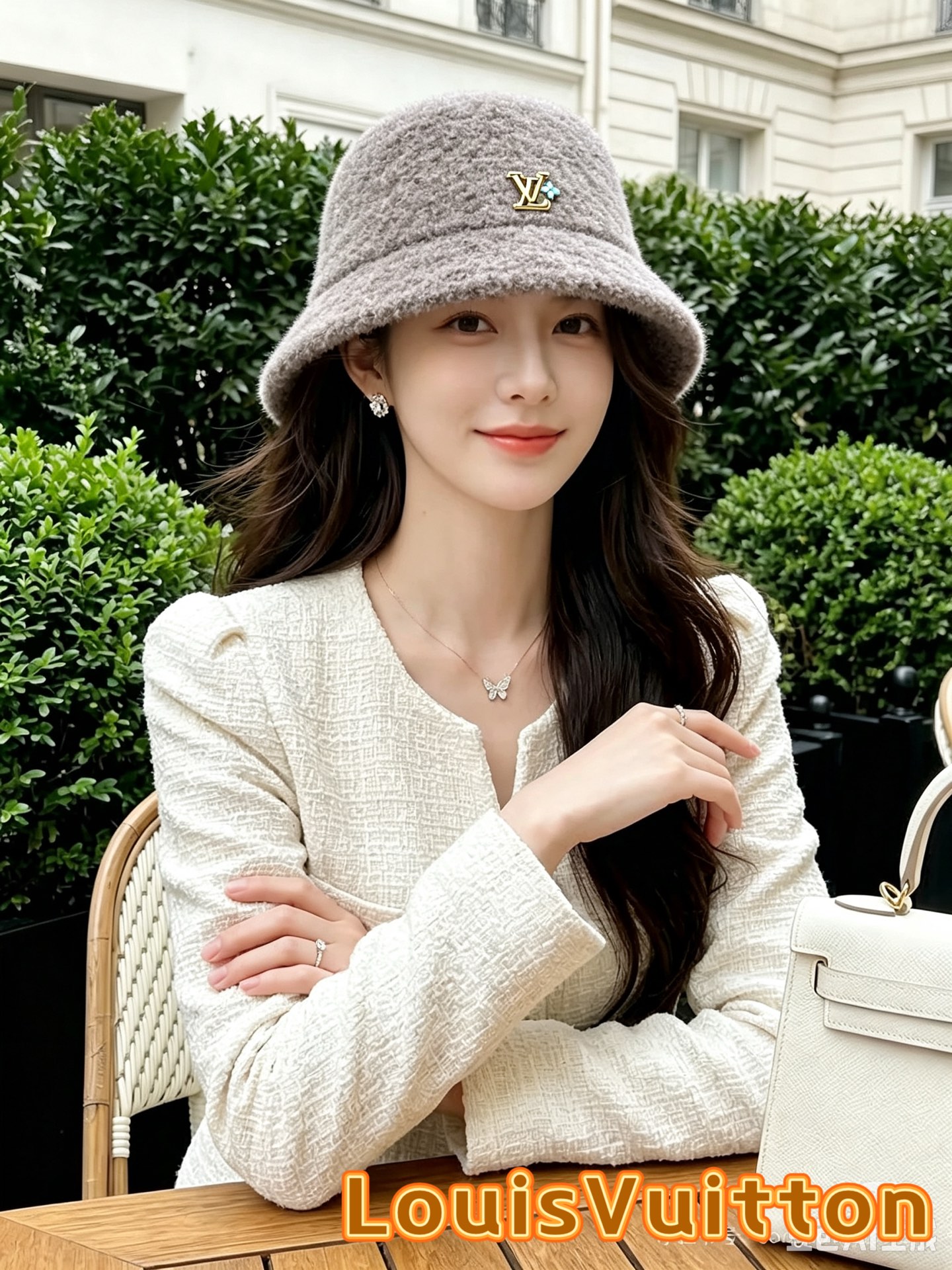 Chanel香奈儿新款羊羔毛渔夫帽，简约名媛风，头围57cm