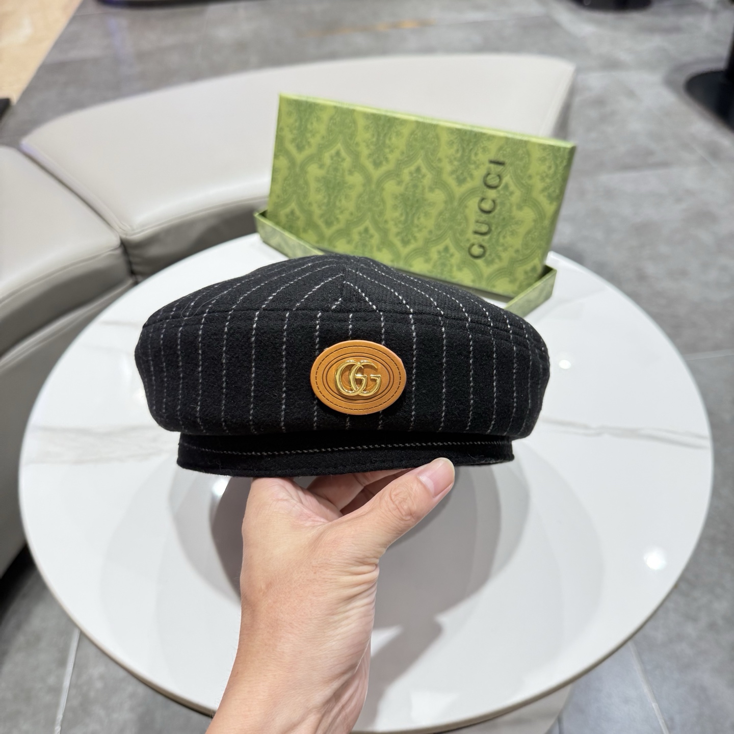 GUCCI古奇新款秋冬条纹羊毛鸭舌帽时尚百搭保暖防风英伦复古画家帽老钱风 httP: