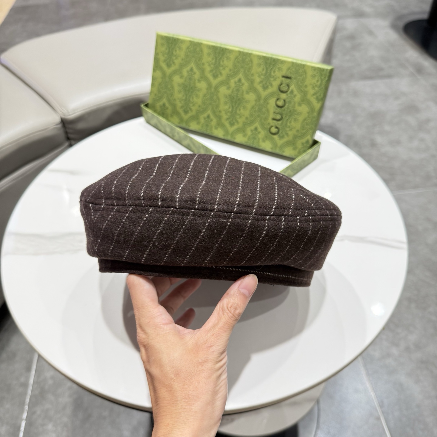GUCCI古奇新款秋冬条纹羊毛鸭舌帽时尚百搭保暖防风英伦复古画家帽老钱风 httP: