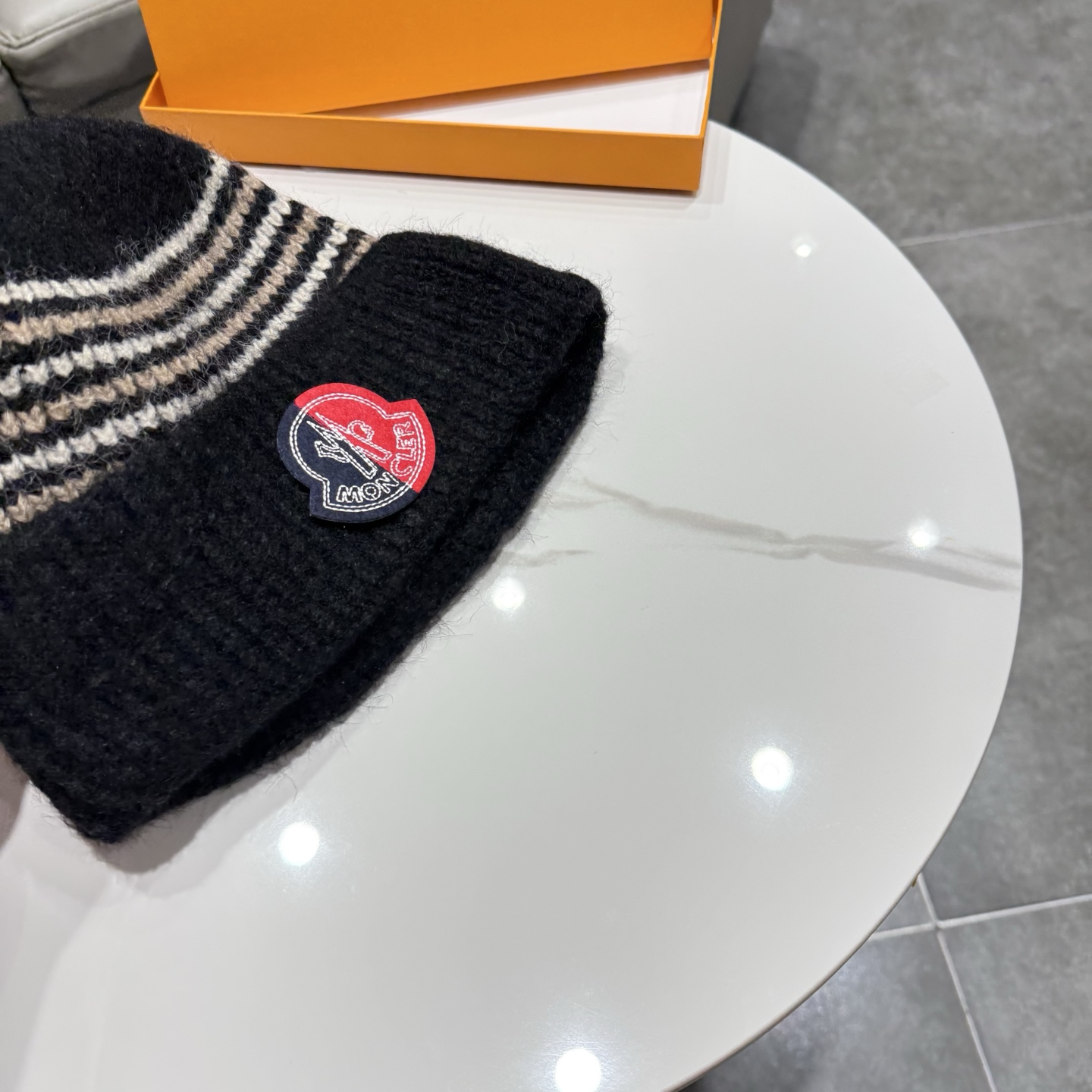 蒙口条纹撞色针织帽子女秋冬季大头围加厚保暖护耳百搭毛线帽 