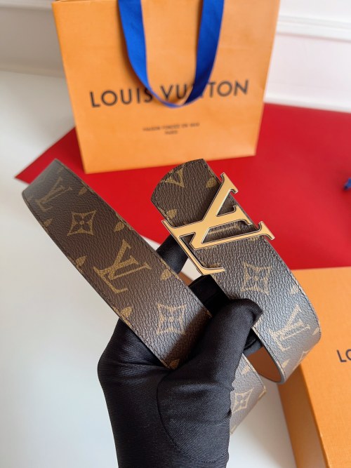 Louis Vuitton Reversible Monogram Canvas and Leather Stitch Belt 40mm 1 Louis Vuitton Reversible Monogram Canvas and Leather Stitch Belt 40mm