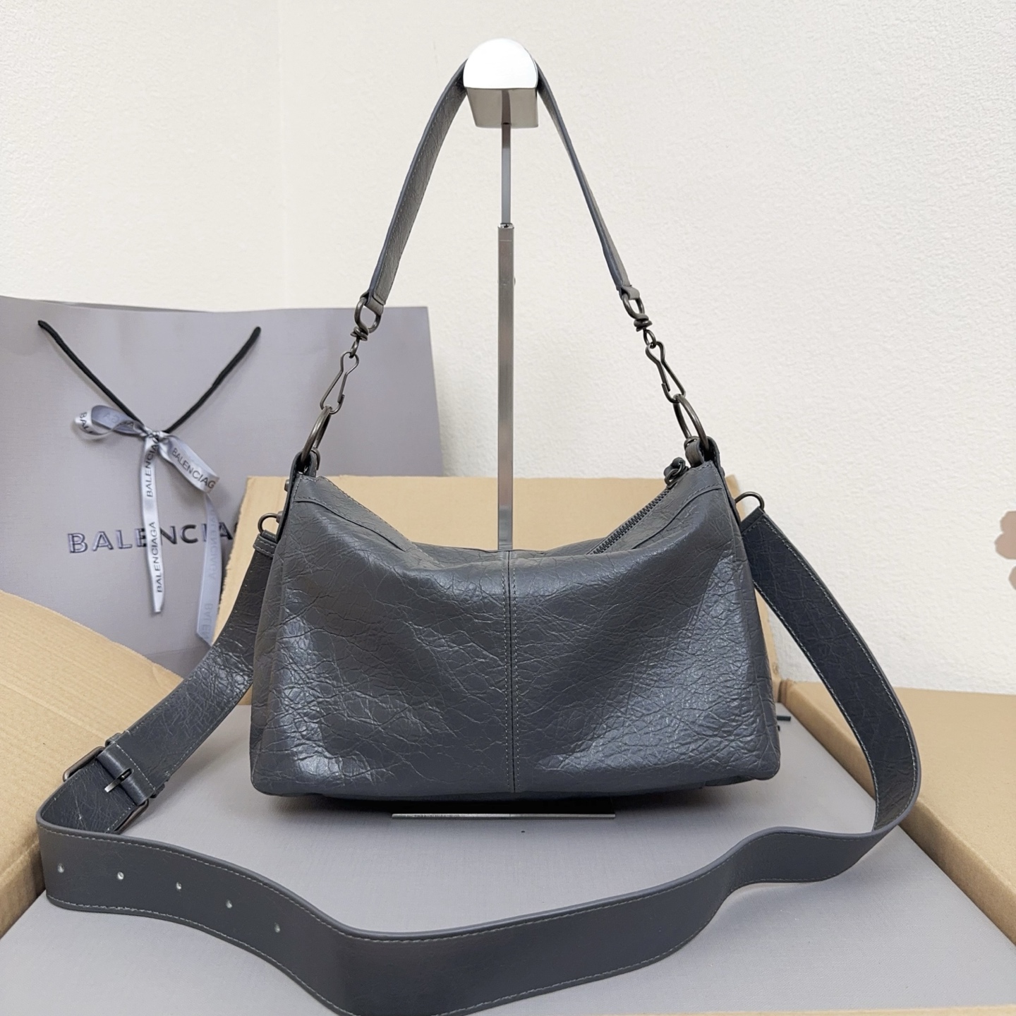 Balenciaga Gray Moto Shoulder Bag